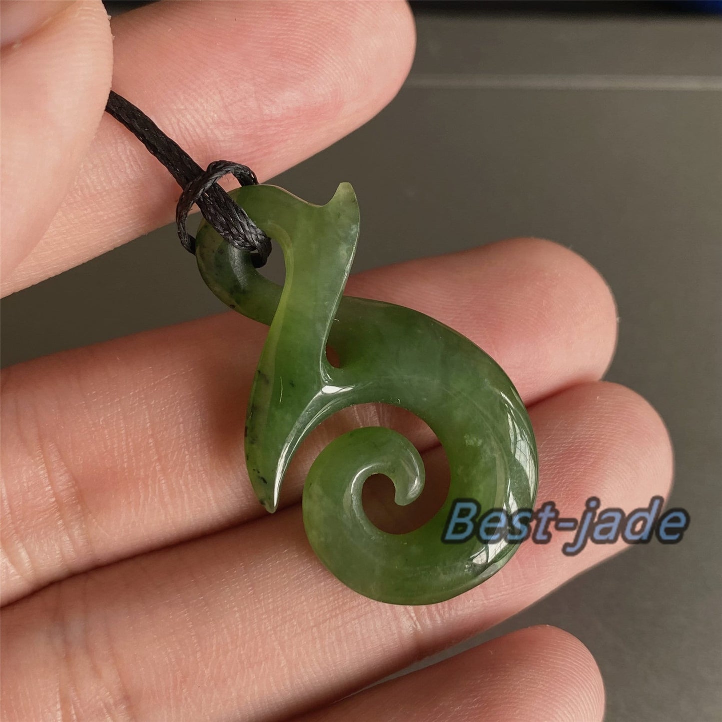 Custom Natural Green Nephrite Jade Pendant NEW ZEALAND Maori Style Greenstone Pounamu Canadian jasper Koru Fish Hook Necklace