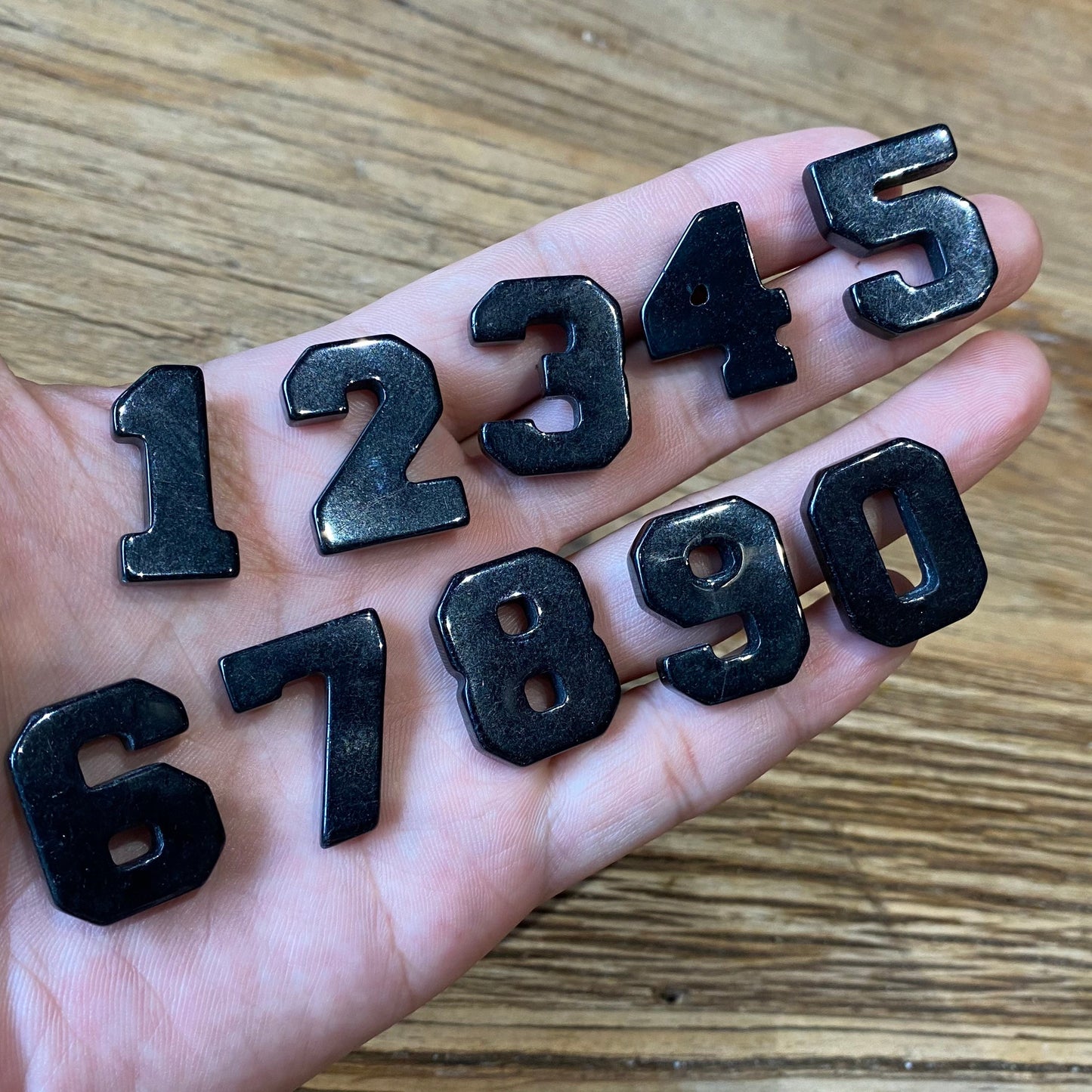 Name engraved black jadeite number pendant Grade A jade figure bead special birthday jade gift necklace Number Pendant