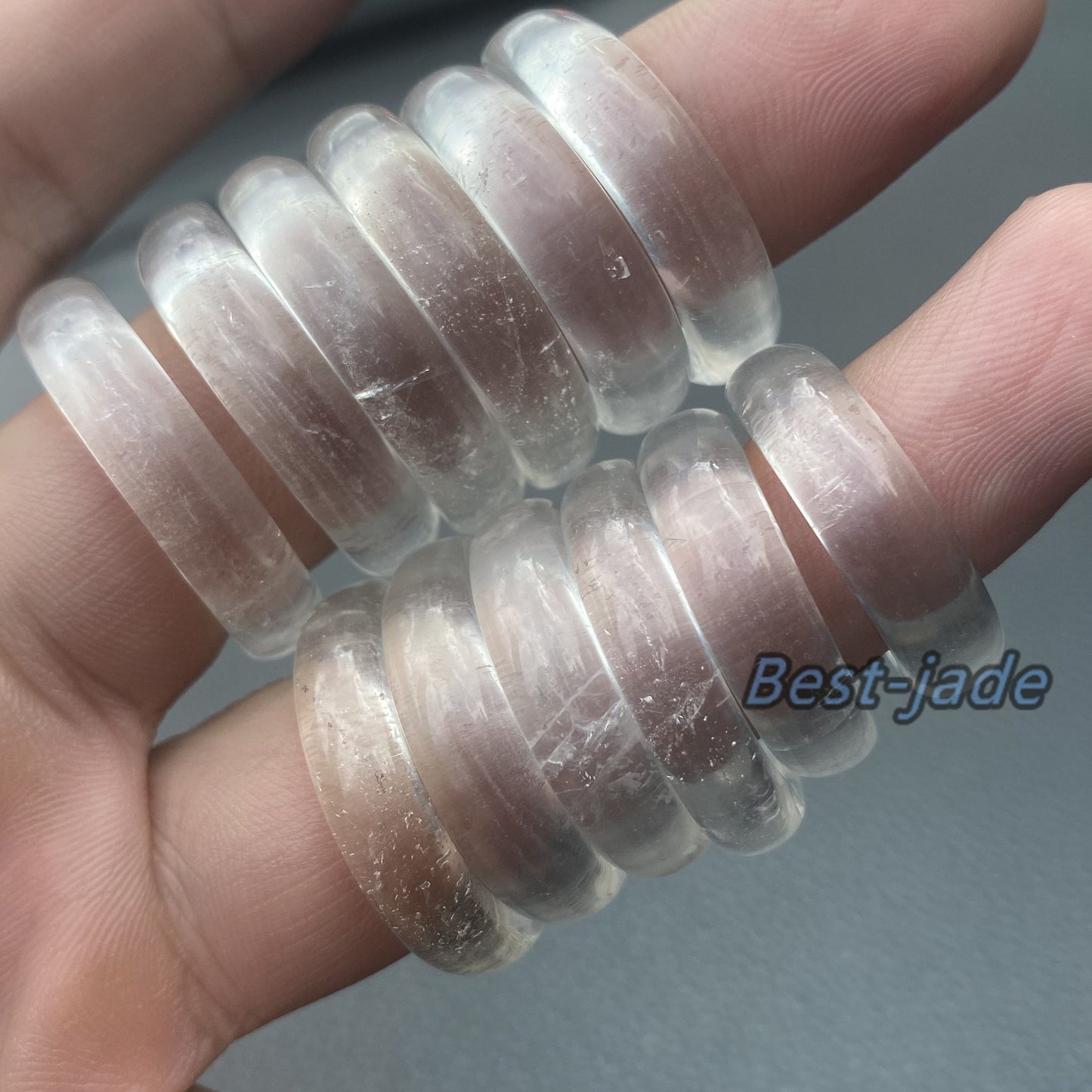 US size 5-12 Natural Clear Quartz ring transparent Crystal finger band ring Solid Quartz stone lady Jewelry jade gift