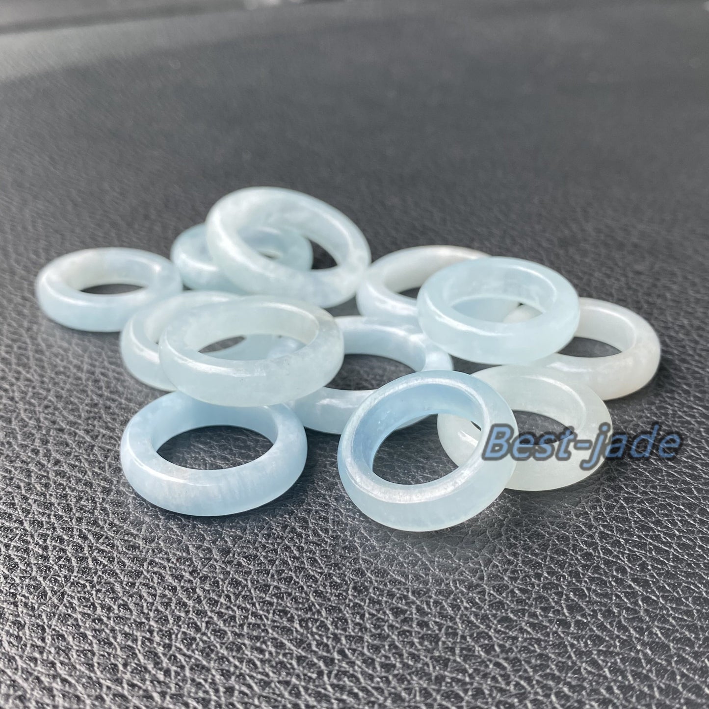 Wholesale US size 5-12 Natural Aquamarine ring Blue Crystal finger band ring Quartz Solid Aquarine stone lady gems Promise ring jade gift