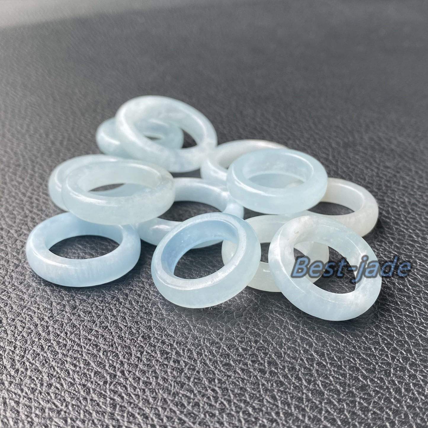 Wholesale US size 5-12 Natural Aquamarine ring Blue Crystal finger band ring Quartz Solid Aquarine stone lady gems Promise ring jade gift