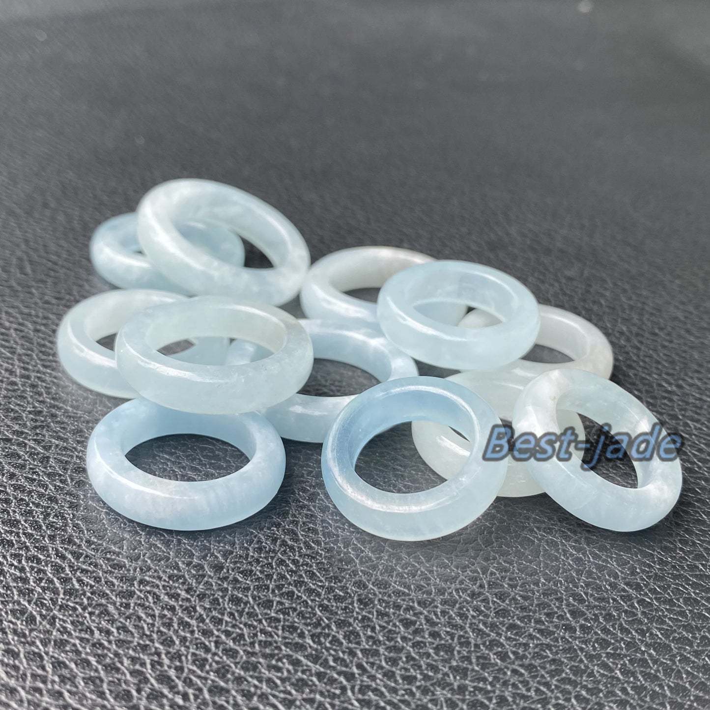 Wholesale US size 5-12 Natural Aquamarine ring Blue Crystal finger band ring Quartz Solid Aquarine stone lady gems Promise ring jade gift