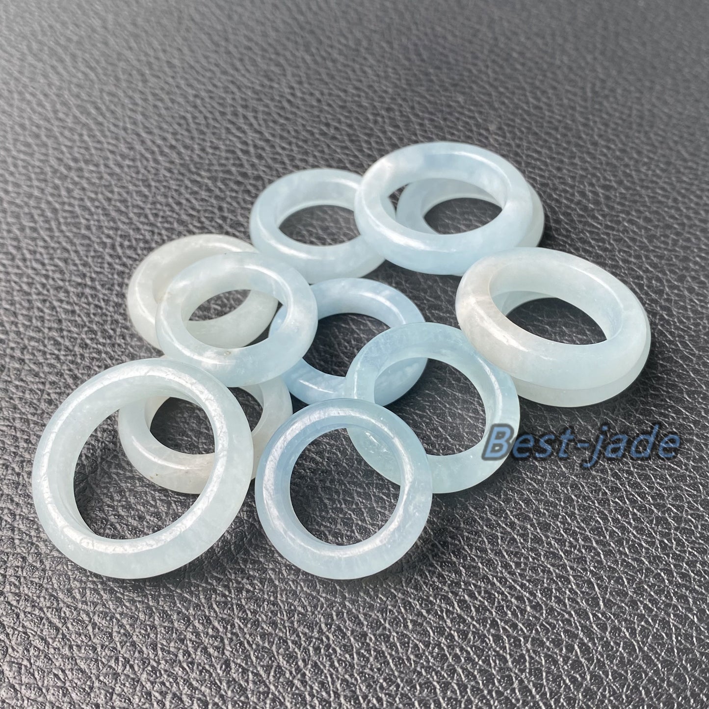 Wholesale US size 5-12 Natural Aquamarine ring Blue Crystal finger band ring Quartz Solid Aquarine stone lady gems Promise ring jade gift