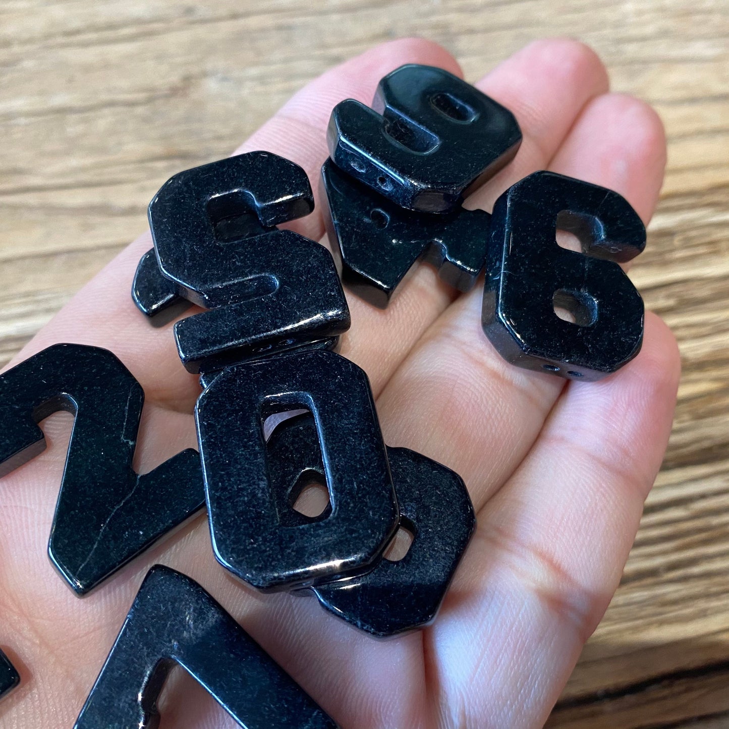 Name engraved black jadeite number pendant Grade A jade figure bead special birthday jade gift necklace Number Pendant