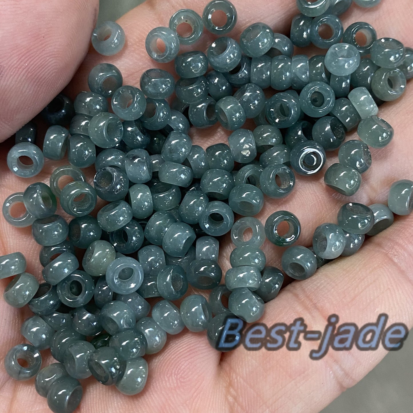 50pcs Natural Guatemalan jadeite big hole Bead Translucent Blue Grade A jade Donut DIY jewelry Earrings drop beads Guatemala jade doughnut