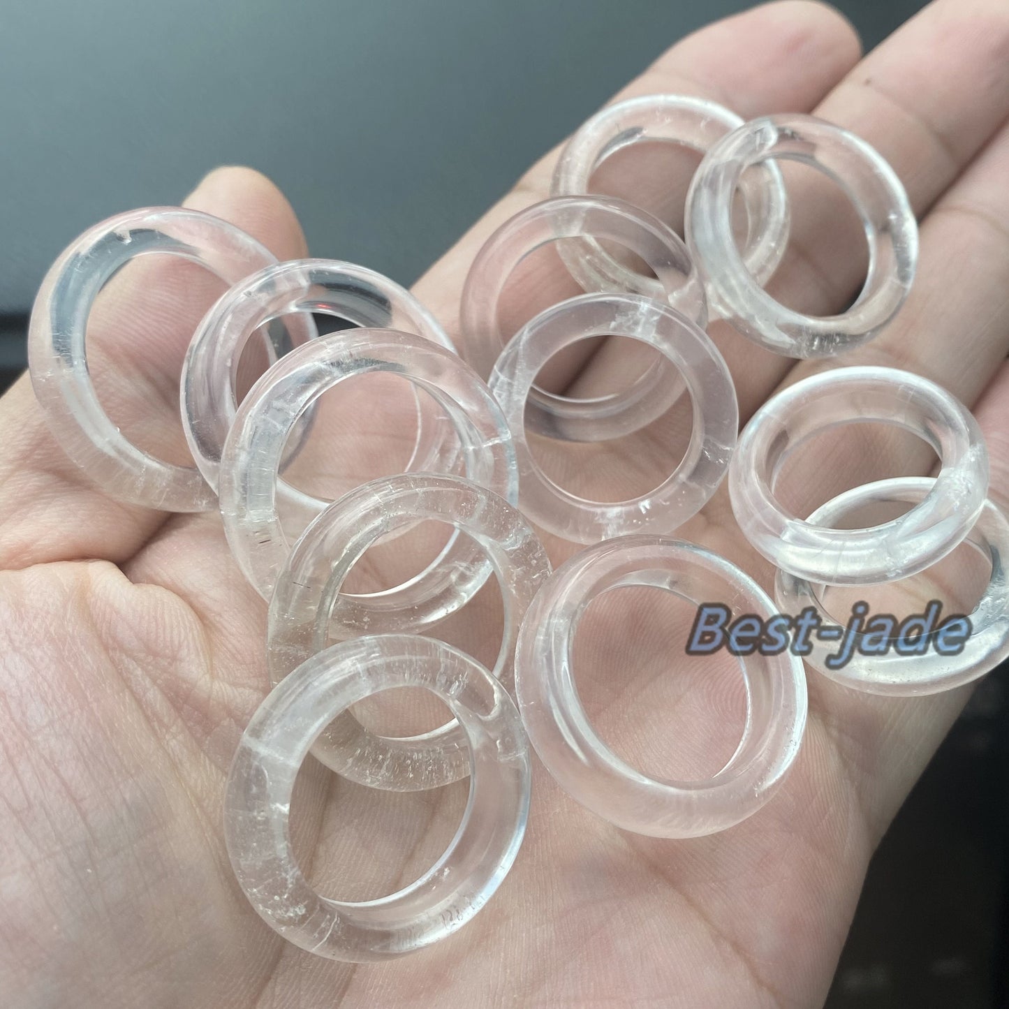 US size 5-12 Natural Clear Quartz ring transparent Crystal finger band ring Solid Quartz stone lady Jewelry jade gift