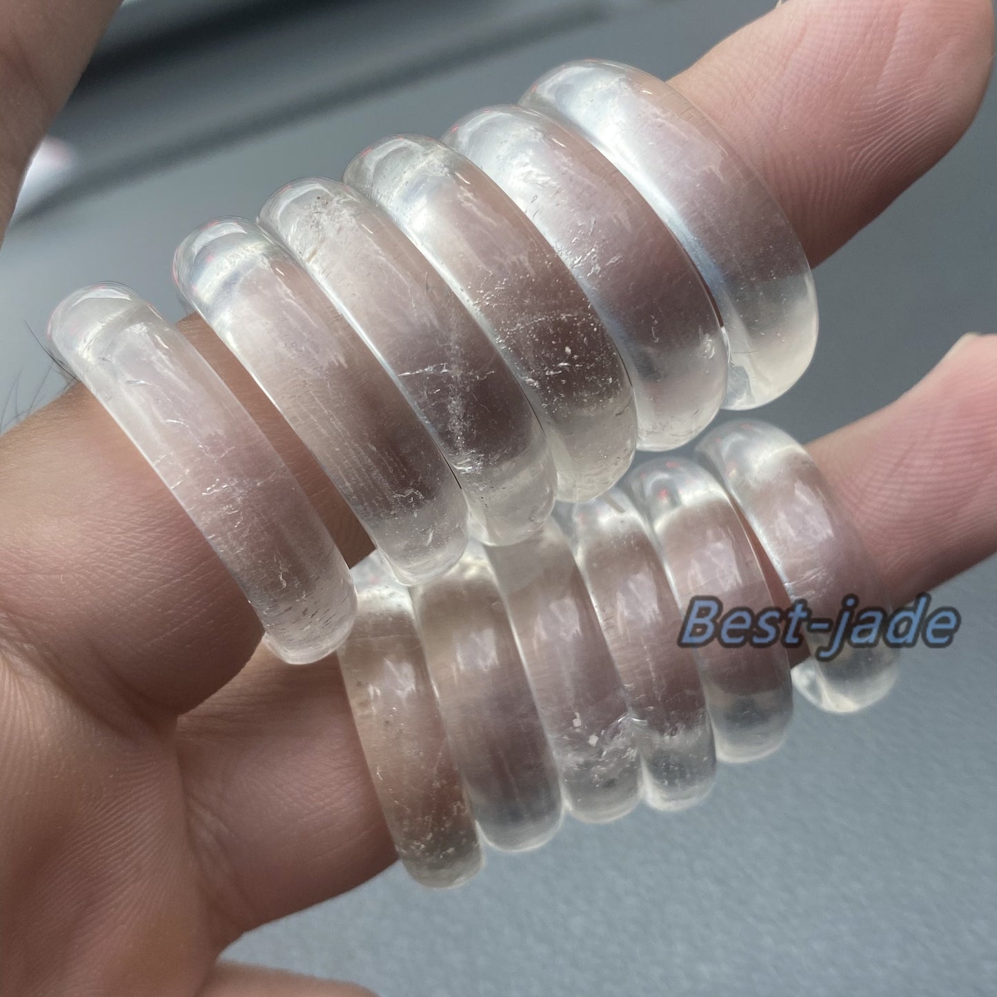 US size 5-12 Natural Clear Quartz ring transparent Crystal finger band ring Solid Quartz stone lady Jewelry jade gift