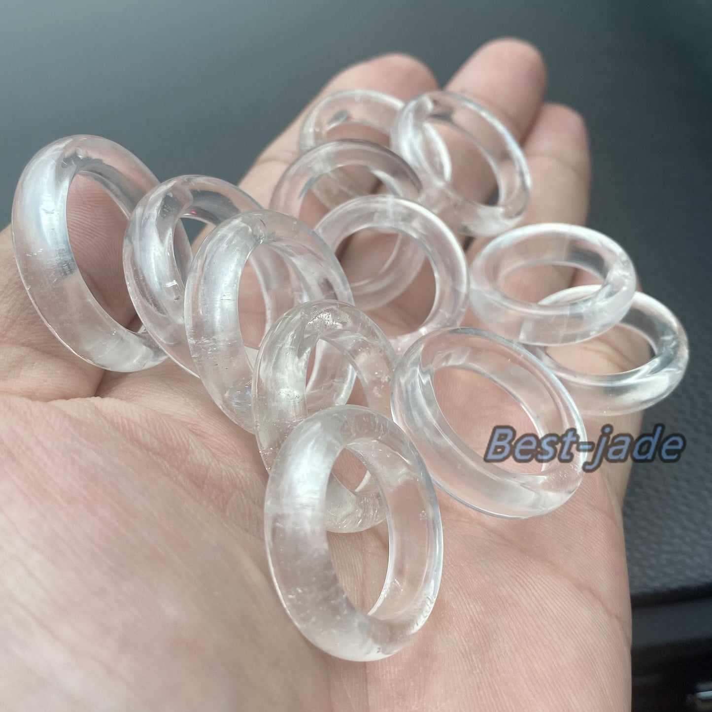 US size 5-12 Natural Clear Quartz ring transparent Crystal finger band ring Solid Quartz stone lady Jewelry jade gift