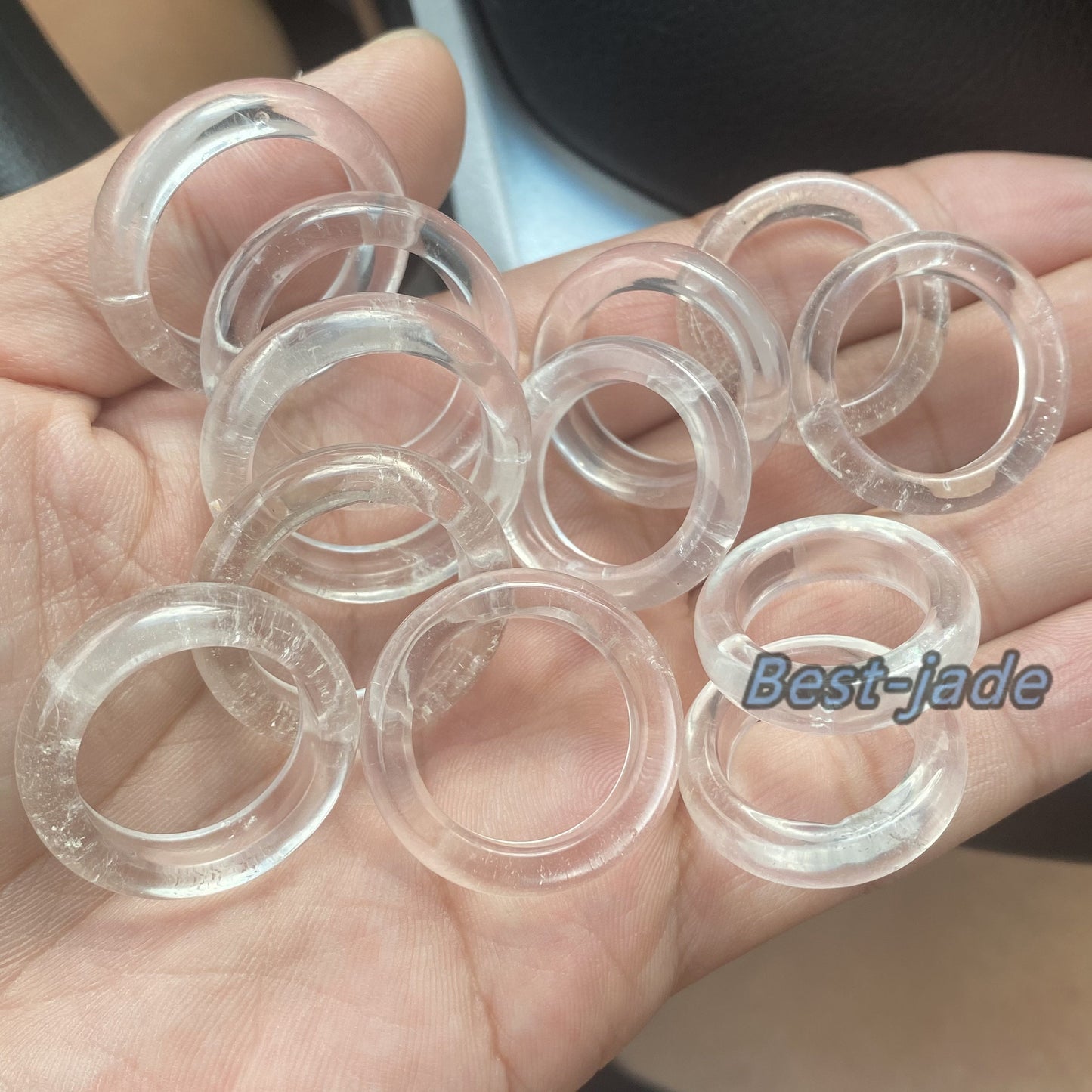 US size 5-12 Natural Clear Quartz ring transparent Crystal finger band ring Solid Quartz stone lady Jewelry jade gift