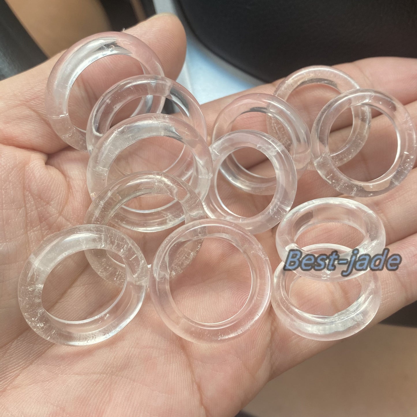 US size 5-12 Natural Clear Quartz ring transparent Crystal finger band ring Solid Quartz stone lady Jewelry jade gift