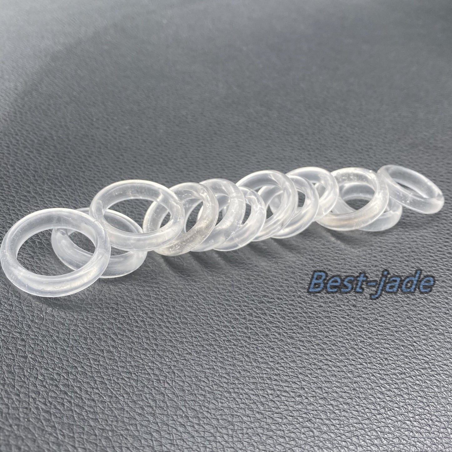 US size 5-12 Natural Clear Quartz ring transparent Crystal finger band ring Solid Quartz stone lady Jewelry jade gift