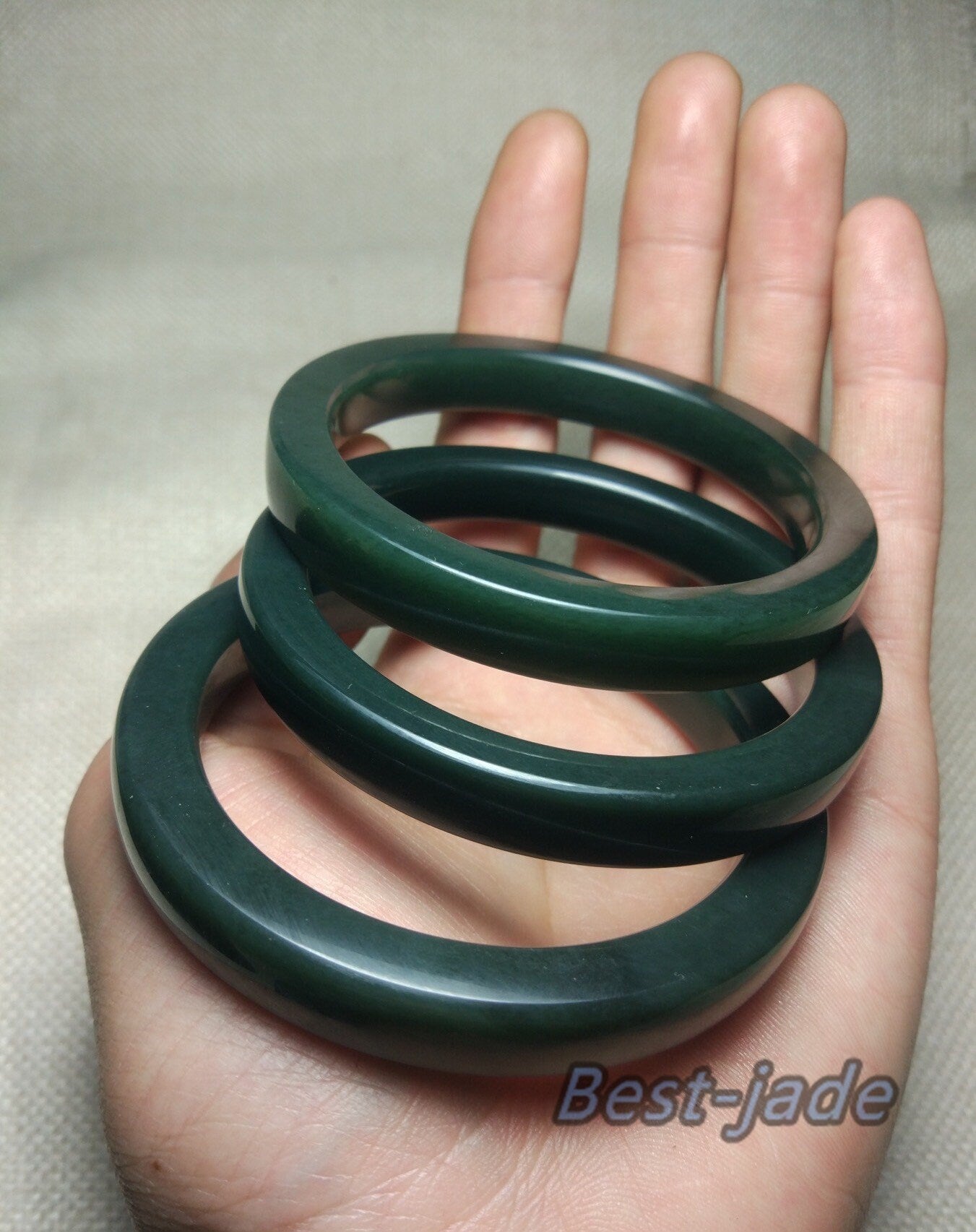 54-62mm Wholesale Nephrite Square shape Round bangle Natural Greenstone band Bracelet Green pure Nephrite Jade Jewelry gift