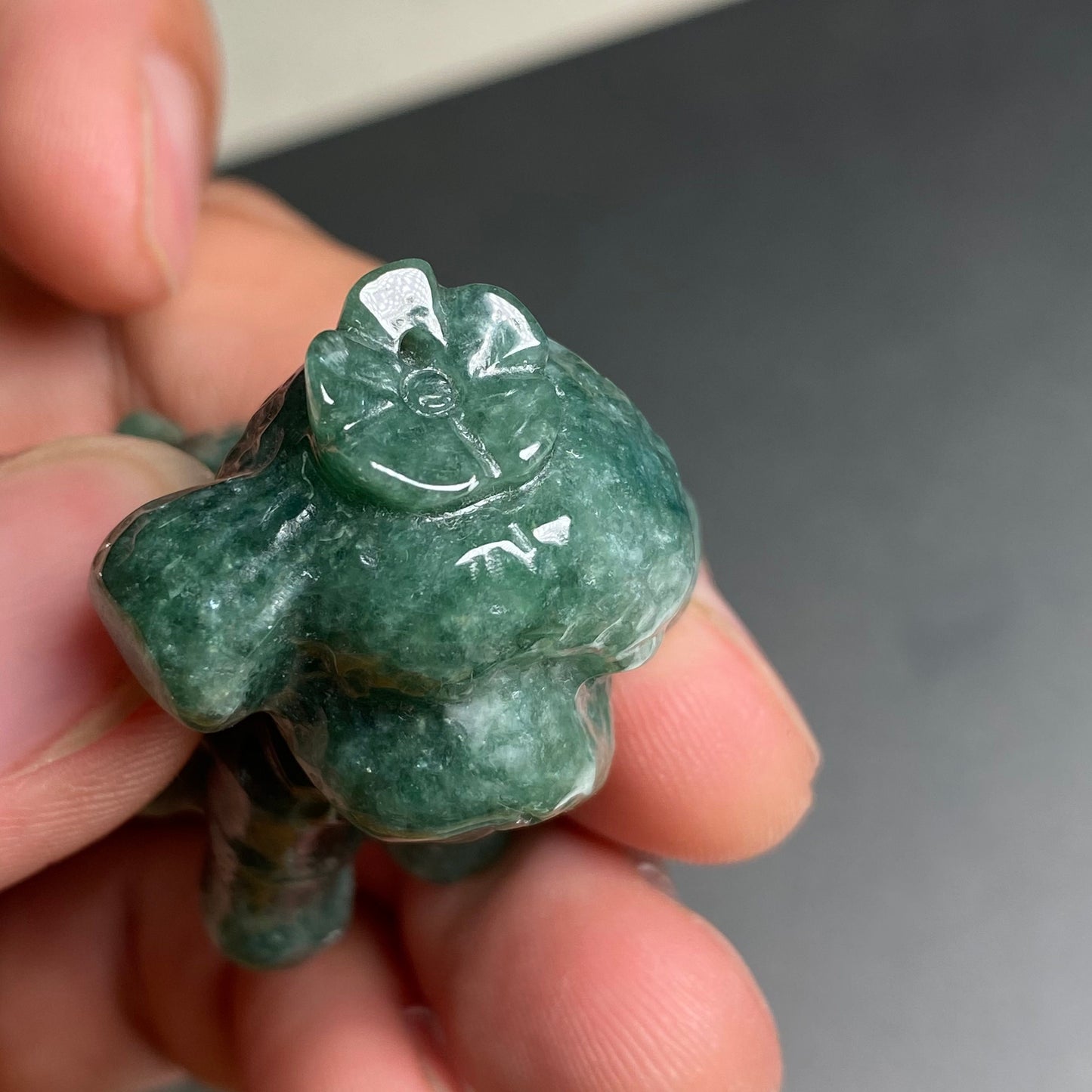 Cut puppy pendant Natural Green Grade A Jade Burma Jadeite dog bead hand Carved Myanmar jade Pendant necklace jade gift