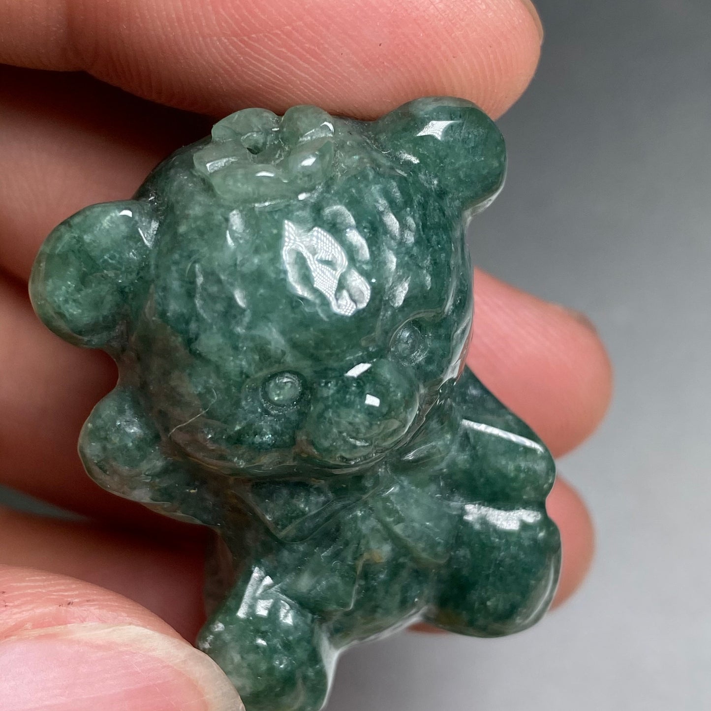 3D Cute Bear pendant Natural Green Grade A Jade Burma Jadeite bead hand Carved Myanmar jade Pendant necklace jade gift