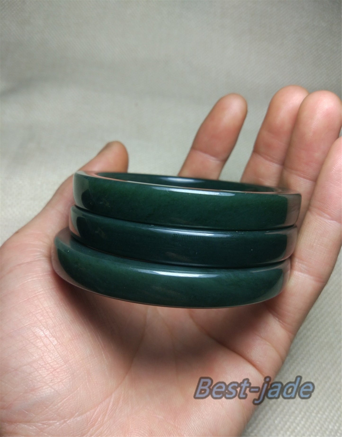 54-62mm Wholesale Nephrite Square shape Round bangle Natural Greenstone band Bracelet Green pure Nephrite Jade Jewelry gift