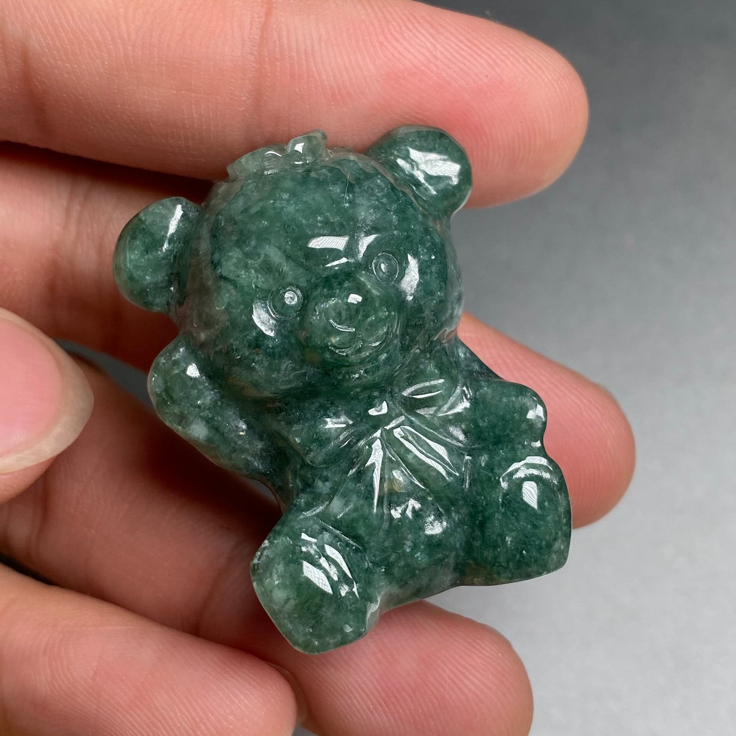 3D Cute Bear pendant Natural Green Grade A Jade Burma Jadeite bead hand Carved Myanmar jade Pendant necklace jade gift