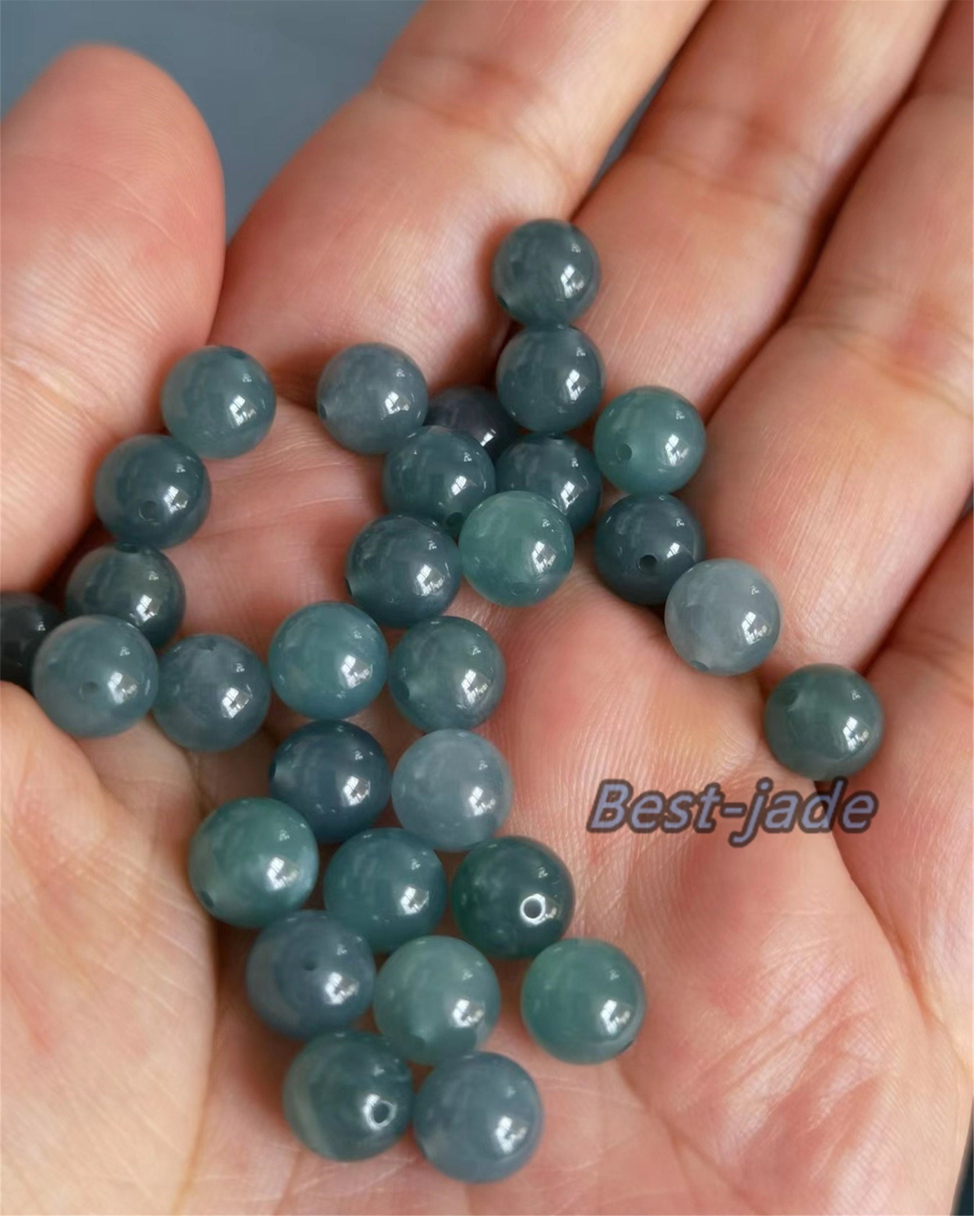 50PCS 6-17mm Transparent Natural Blue Grade A jade Round beads type A stone Ice Guatemala Jadeite Guatemalan jade Perle Jewelry gift