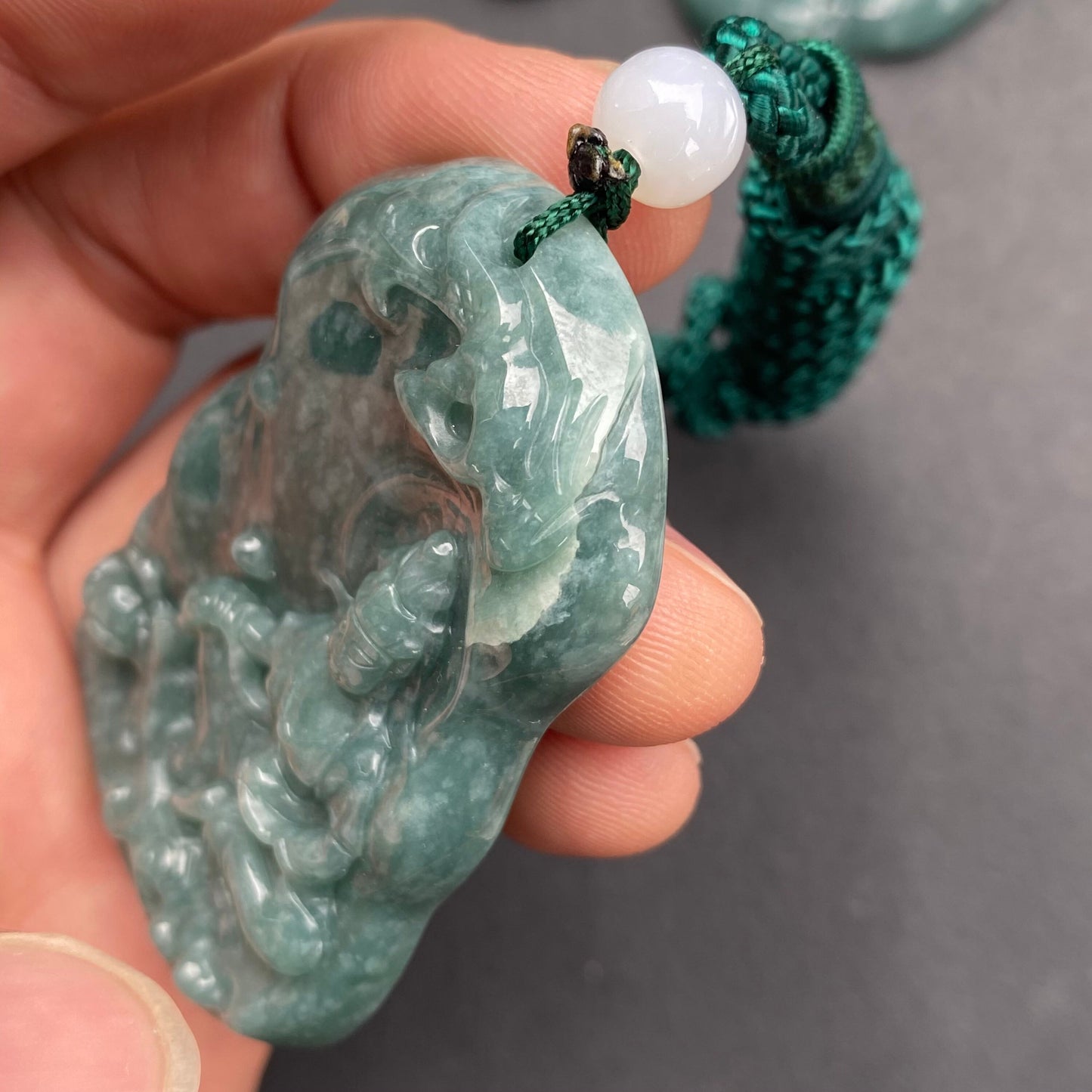 Natural Blue Jadeite top Guatemalan jadeite Translucent Blue Grade A jade Guan yin Buddha pendant jade necklace jade bead gift