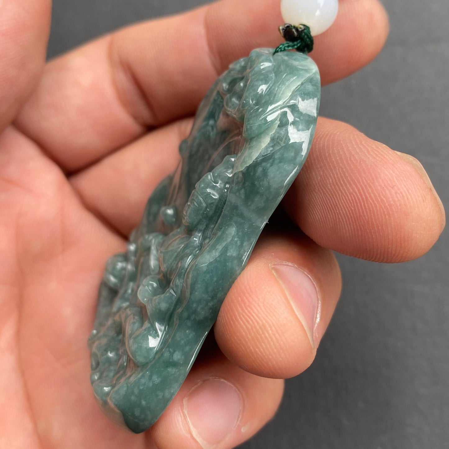 Natural Blue Jadeite top Guatemalan jadeite Translucent Blue Grade A jade Guan yin Buddha pendant jade necklace jade bead gift