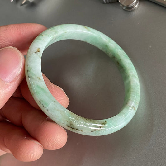 51.8mm Grade A Jade Natural green Round bangle Myanmar jadeite Lady Bracelet Ice green Type A stone small hand female bangle