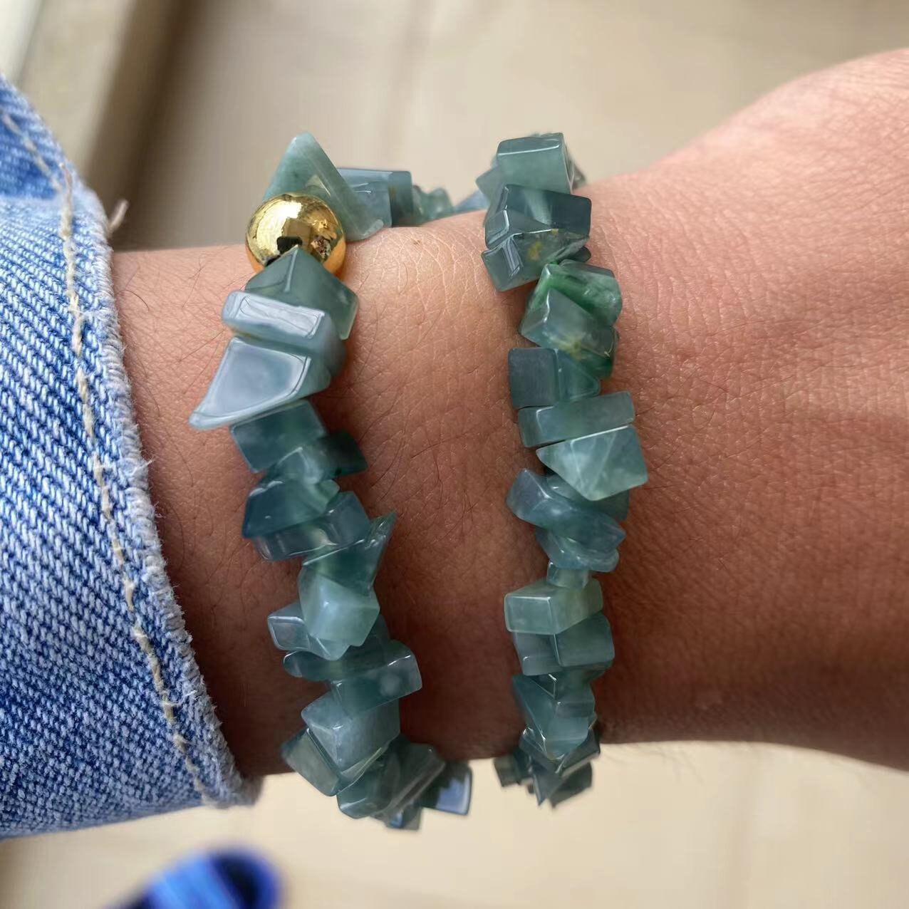 Beautiful Natural Guatemalan jadeite Translucent Blue Grade A jade Round beaded bracelet  Guatemala jade Female Jewelry jade gift