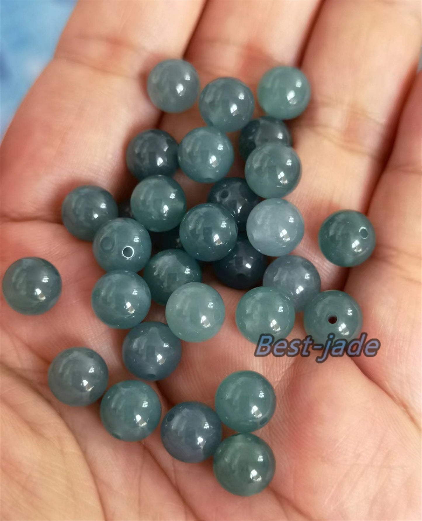 50PCS 6-17mm Transparent Natural Blue Grade A jade Round beads type A stone Ice Guatemala Jadeite Guatemalan jade Perle Jewelry gift