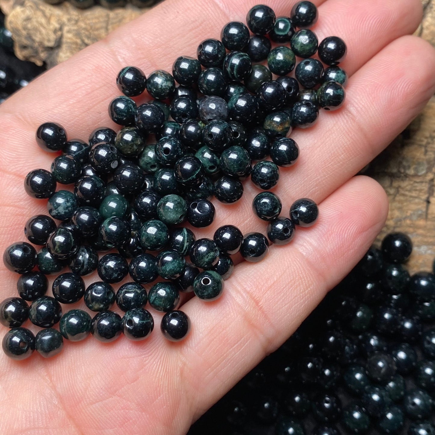 50PCS Natural Black Grade A jade Round beads type A stone Ice Guatemala Jadeite Guatemalan jade Perle Jewelry gift