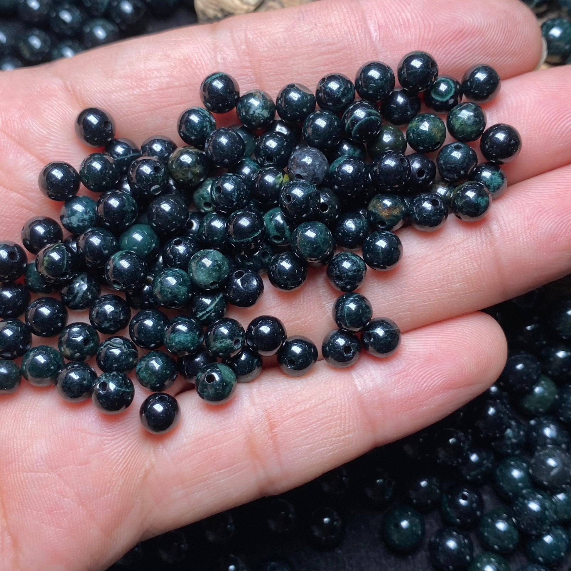 50PCS Natural Black Grade A jade Round beads type A stone Ice Guatemala Jadeite Guatemalan jade Perle Jewelry gift