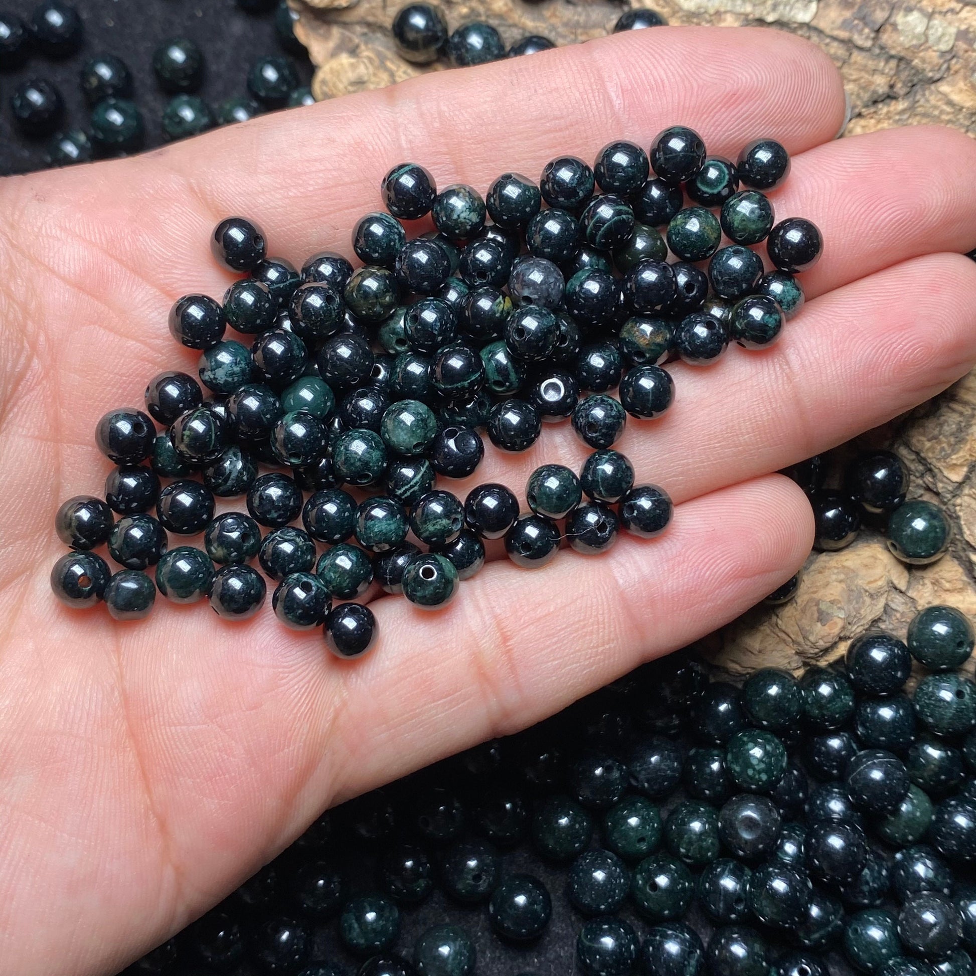 50PCS Natural Black Grade A jade Round beads type A stone Ice Guatemala Jadeite Guatemalan jade Perle Jewelry gift