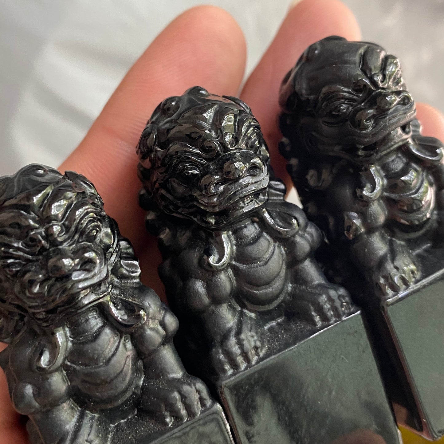 Vintage Lion seal Display Natural Black Grade A Jade Good Polishing Guatemala Burma jade Beads Chinese exhibition real estate gift