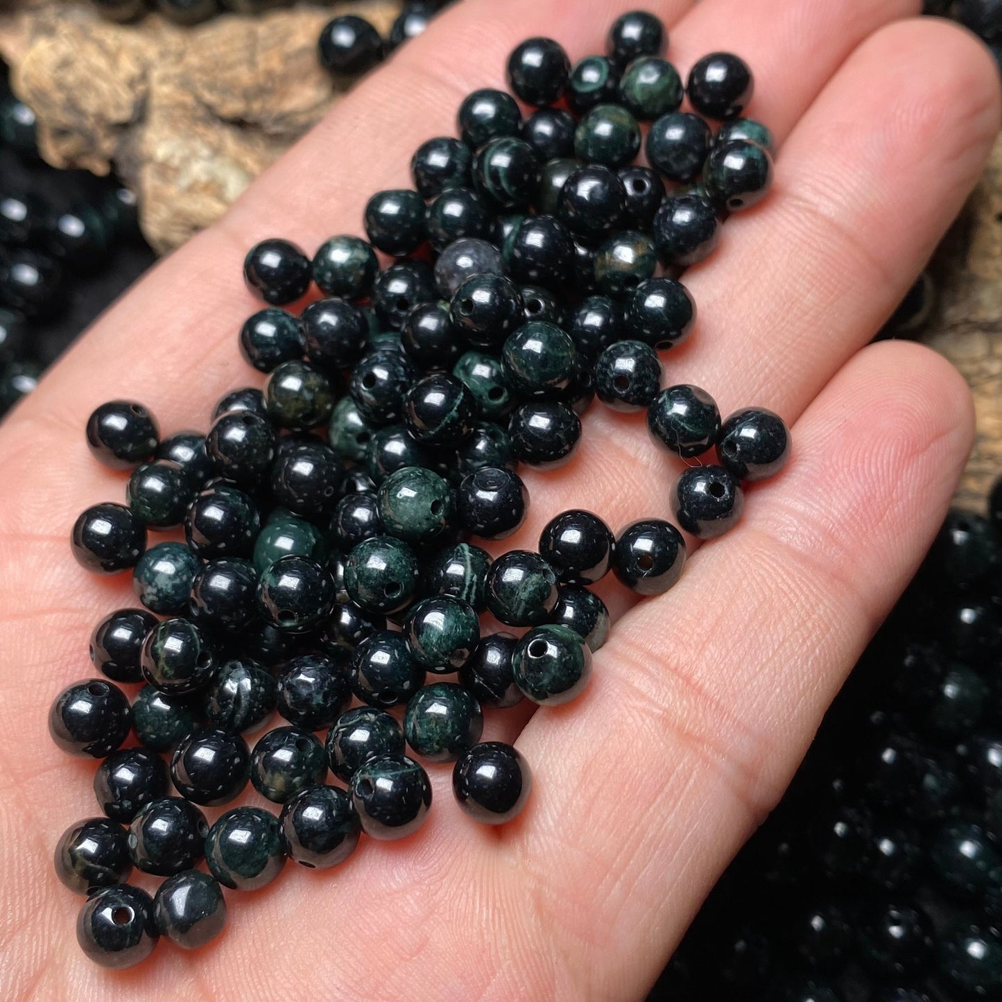 50PCS Natural Black Grade A jade Round beads type A stone Ice Guatemala Jadeite Guatemalan jade Perle Jewelry gift