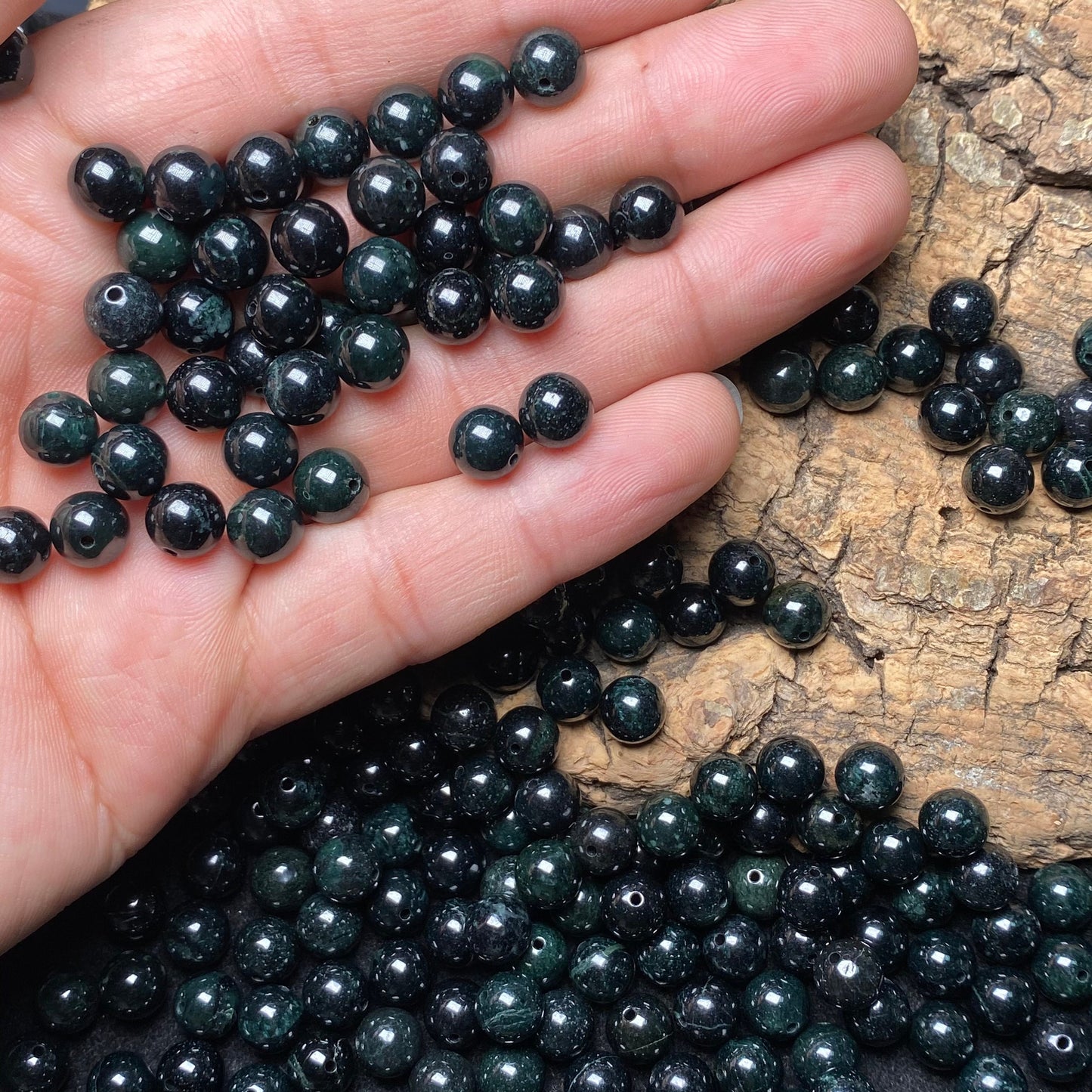 50PCS Natural Black Grade A jade Round beads type A stone Ice Guatemala Jadeite Guatemalan jade Perle Jewelry gift