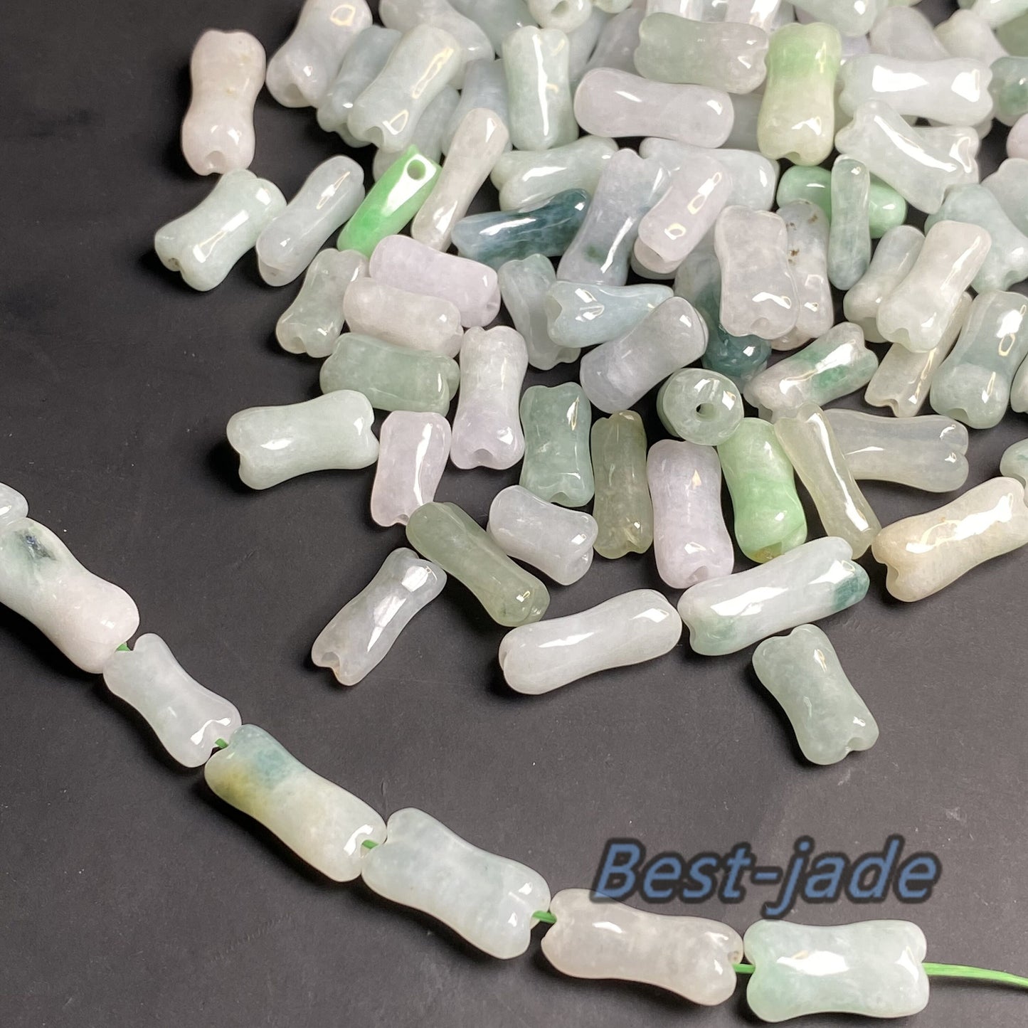 Wholesale small bone Bead Grade A Jade Natural green Jade Loose bead Burma Jadeite Beads DIY earrings drop jewelry gift