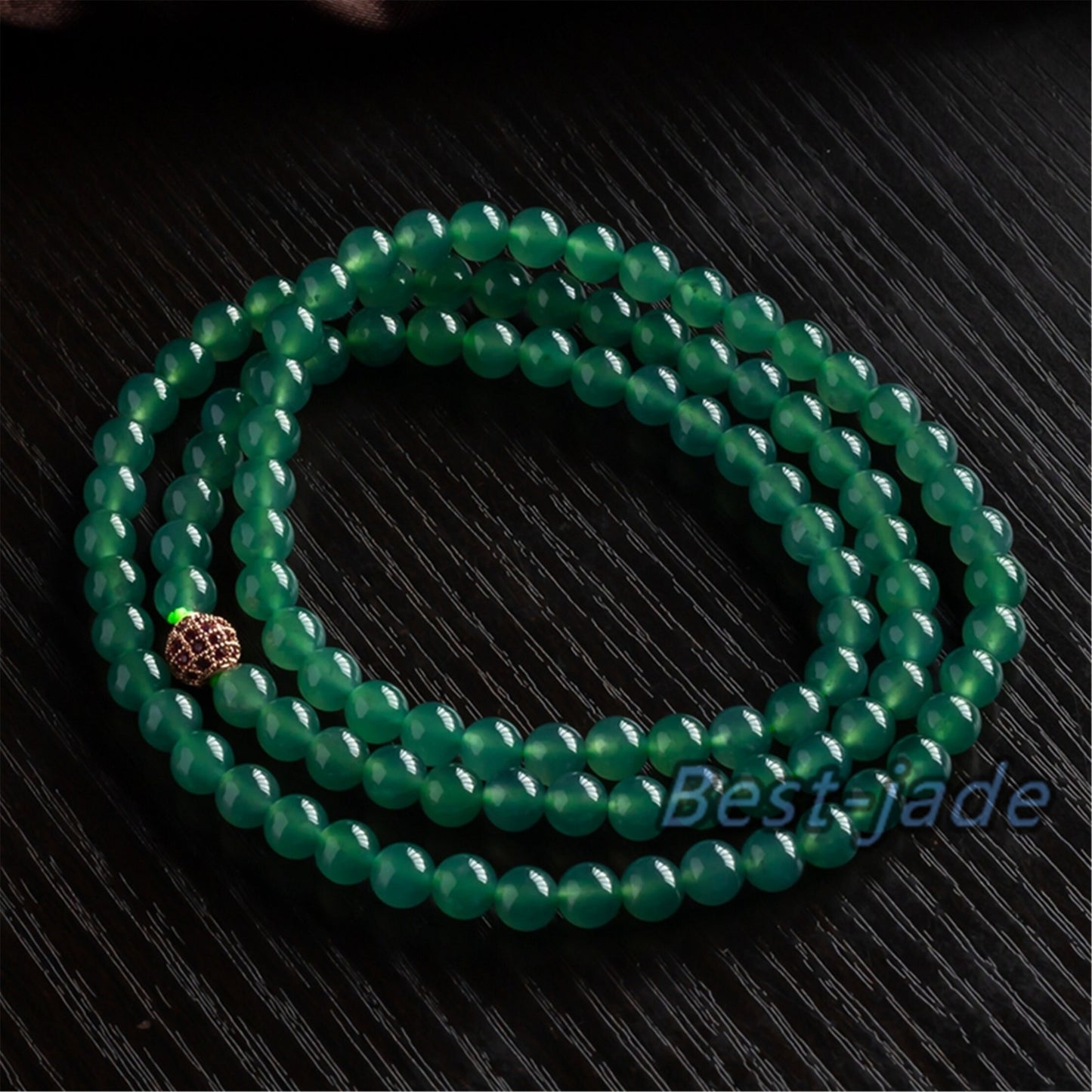 Small size 6.8mm Blue Green Natural Grade A Jade Hand carved Necklace Chain Burma Jadeite Round bead Blue jade gemstone jewelry gift