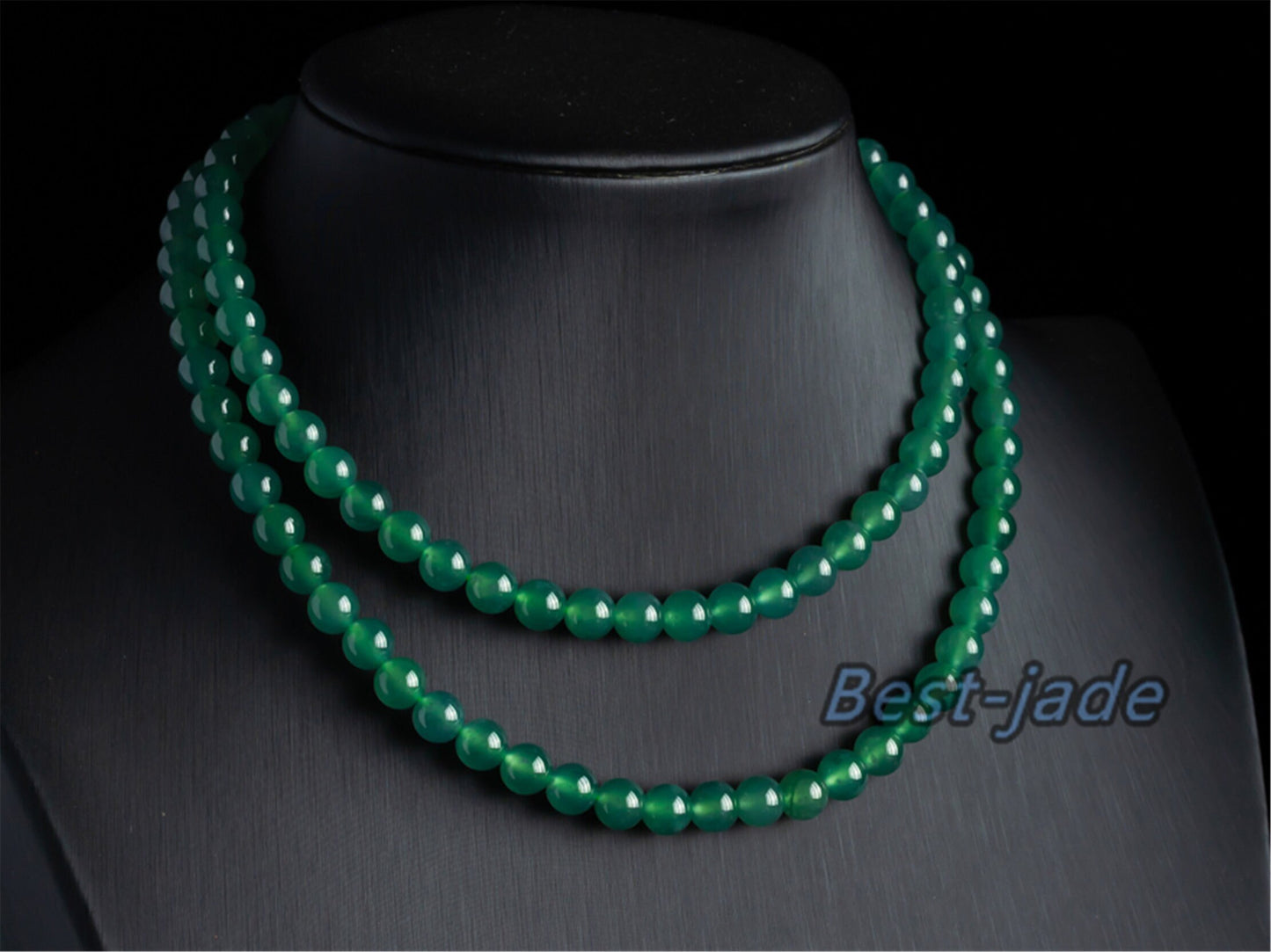 Small size 6.8mm Blue Green Natural Grade A Jade Hand carved Necklace Chain Burma Jadeite Round bead Blue jade gemstone jewelry gift