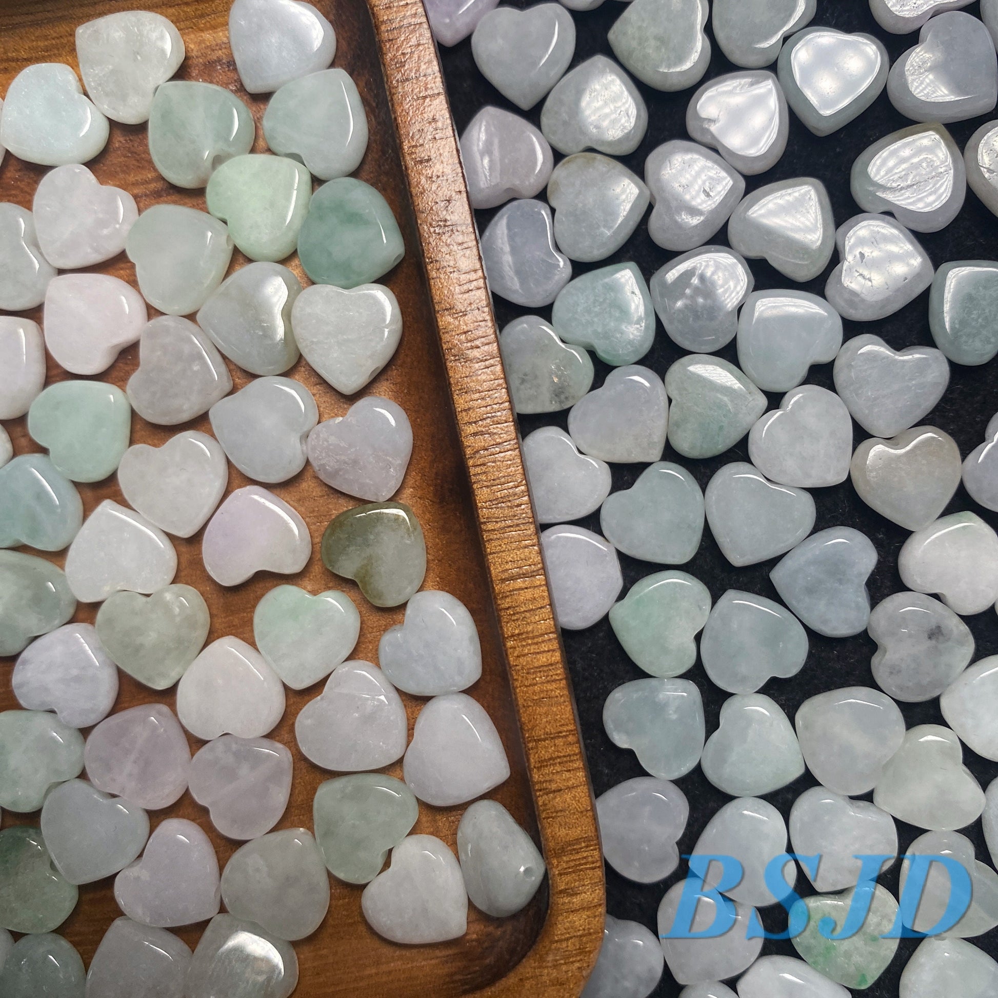 100PCS Wholesale Lucky Heart Shape Grade A Jade Burma jadeite Beads Perle Green Type A jade Ice Myanmar Jadeite DIY necklace earrings