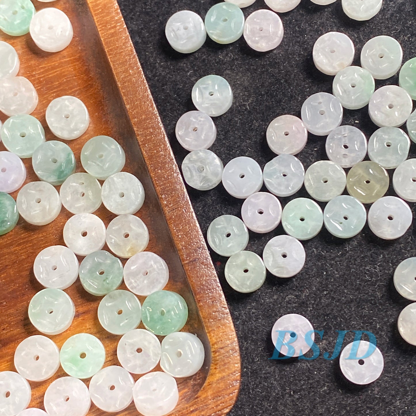 100PCS  8*8mm Coin Grade A Jade Burma Jadeite Roundness Beads  Myanmar Jadeited DIY jade bead earrings