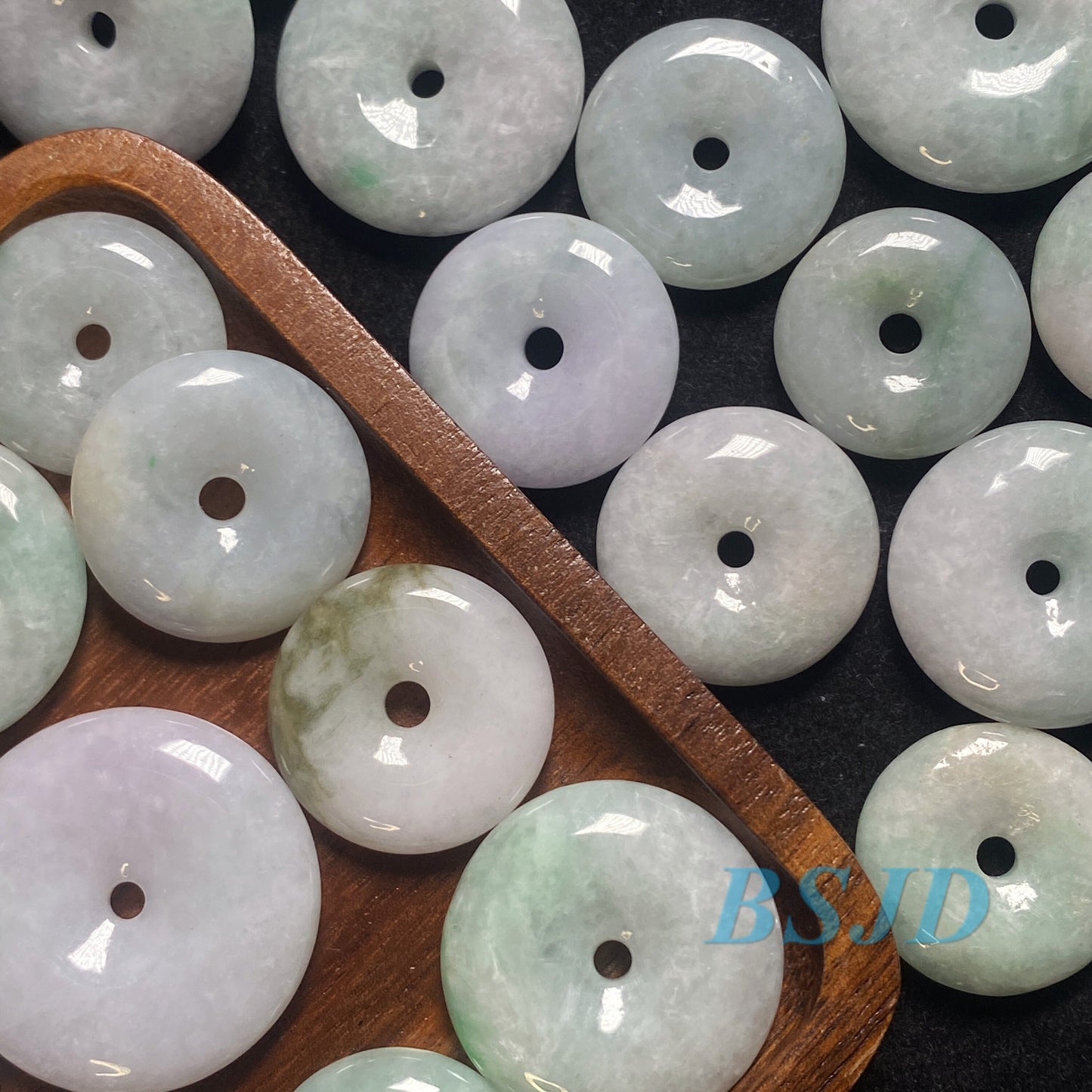 10PCS Grade A Jade Donut jade pendant Natural Green Burma Jade DIY earrings .