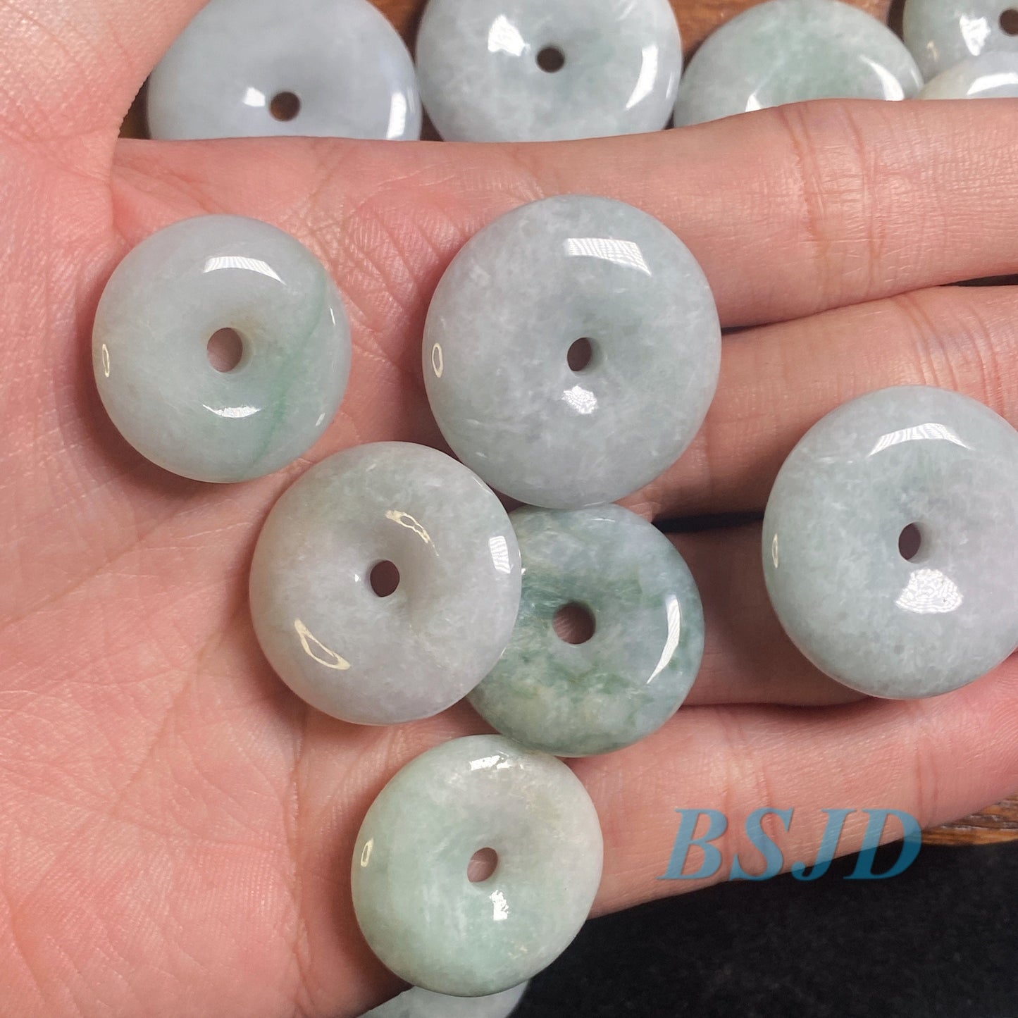 10PCS Grade A Jade Donut jade pendant Natural Green Burma Jade DIY earrings .