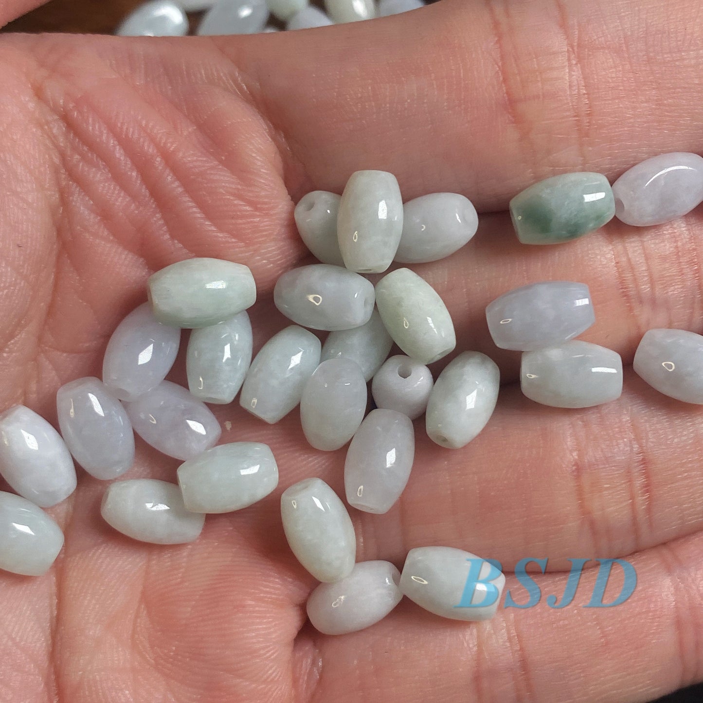 100Pcs 6*9mm Oval shape Grade A Jade Burma Jadeite Beads WHITE Perle DIY jade necklace earrings ,Jade barrel tube