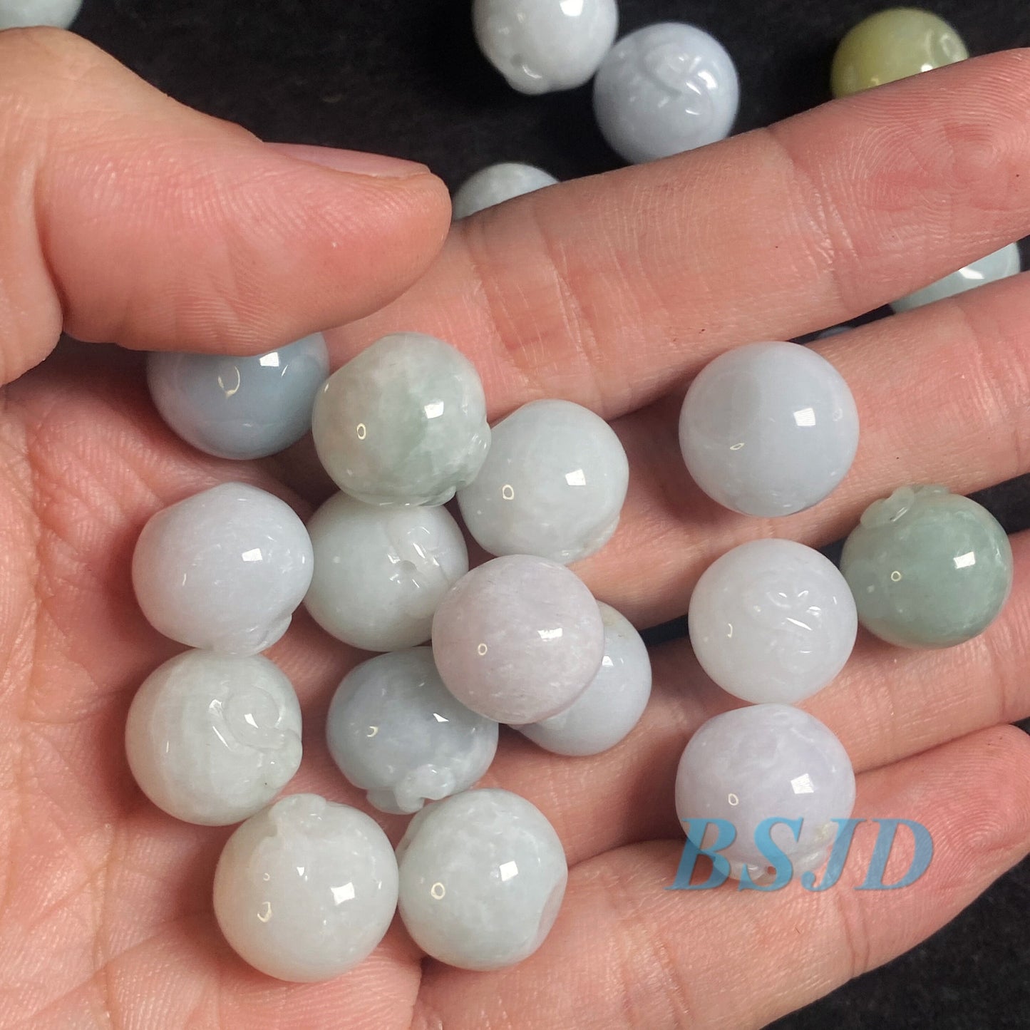 Apple Shape Grade A ICY Jade Burma Roundness Beads Perle Chinese Carved ,Myanmar Green Jadeite Glass Jadeware