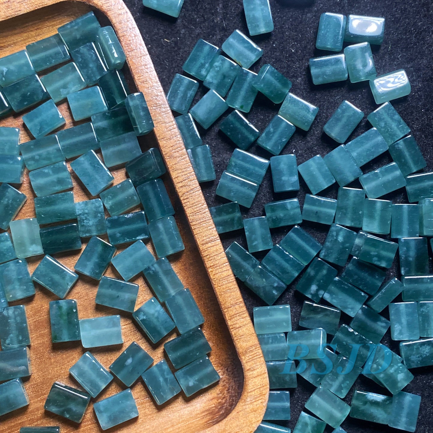 Bead Cuboid Natural Guatemalan jadeite Light Translucent Blue Grade A jade square rectangle bead DIY Earrings beads Guatemala jade gift