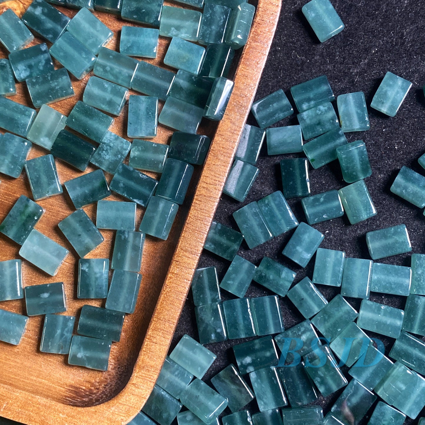 Bead Cuboid Natural Guatemalan jadeite Light Translucent Blue Grade A jade square rectangle bead DIY Earrings beads Guatemala jade gift