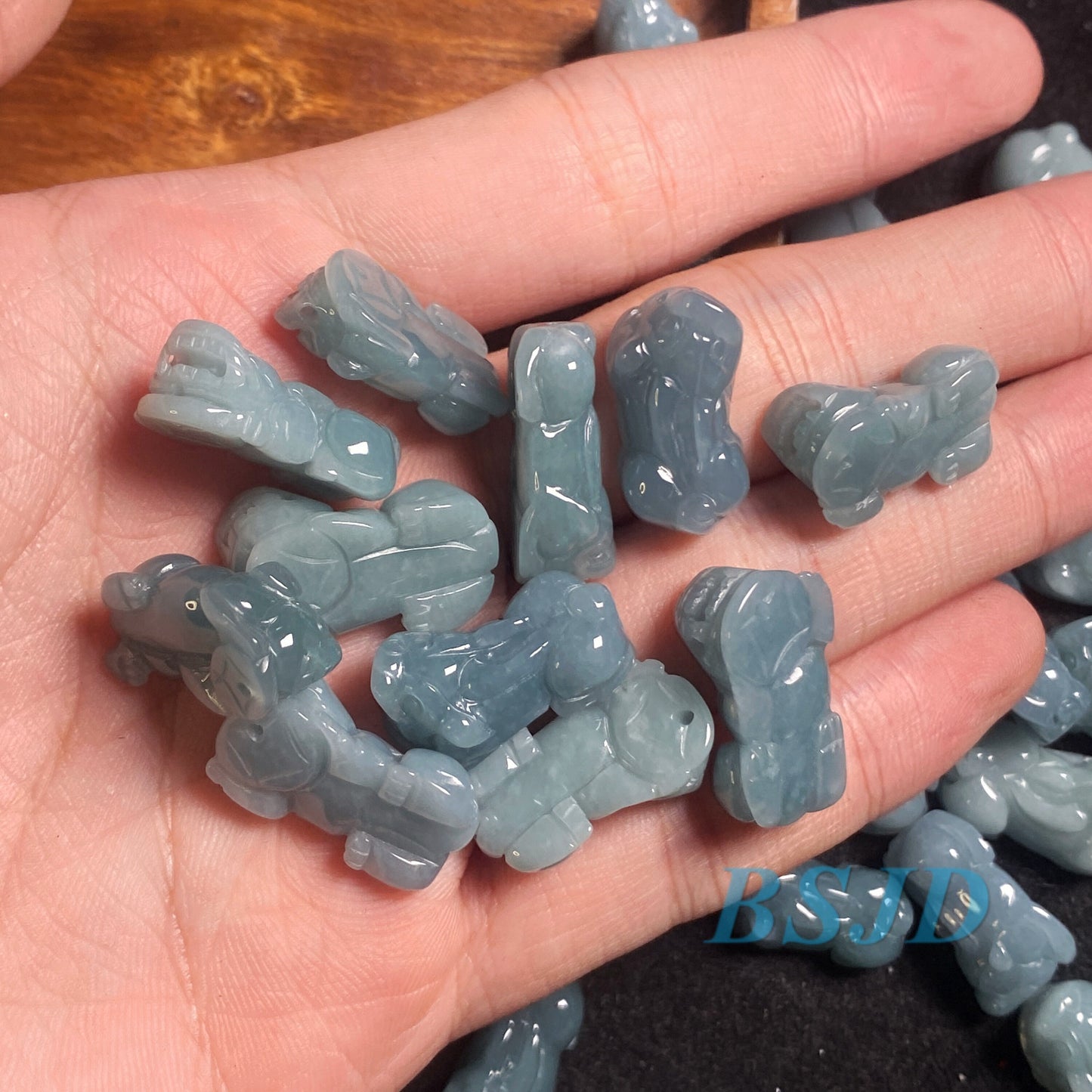 Small Pixiu Natural transparent Guatemala Jadeite bead Grade A Jade Blue gemstone men dragon Guatemalan jadeite baby kid pendant