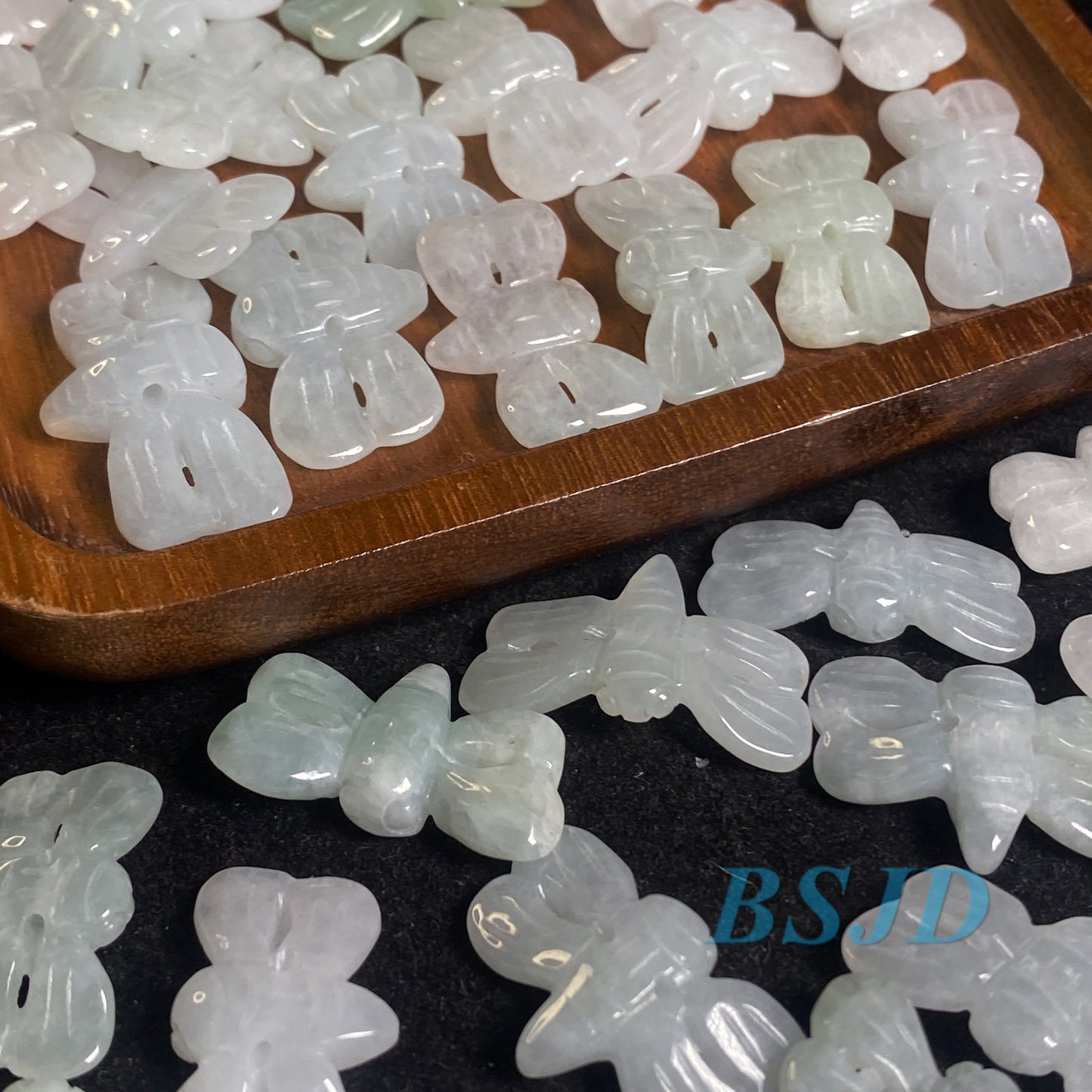 10pcs Butterfly beaded Grade A Jade Natural green Jadeite pendant Burma jade bead Hand Carved Lady baby necklace