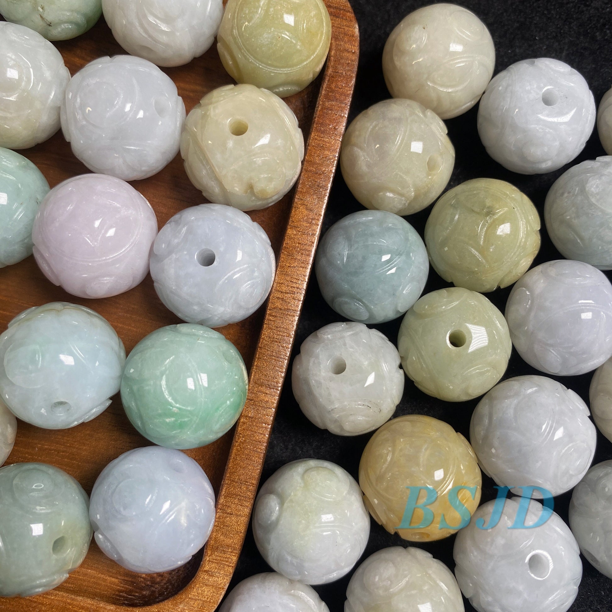 Wholesale 18mm Real Grade A Jade Dragon Bead Burma Jadeite White jade Earrings Ball hand carved DIY Jewelry gift