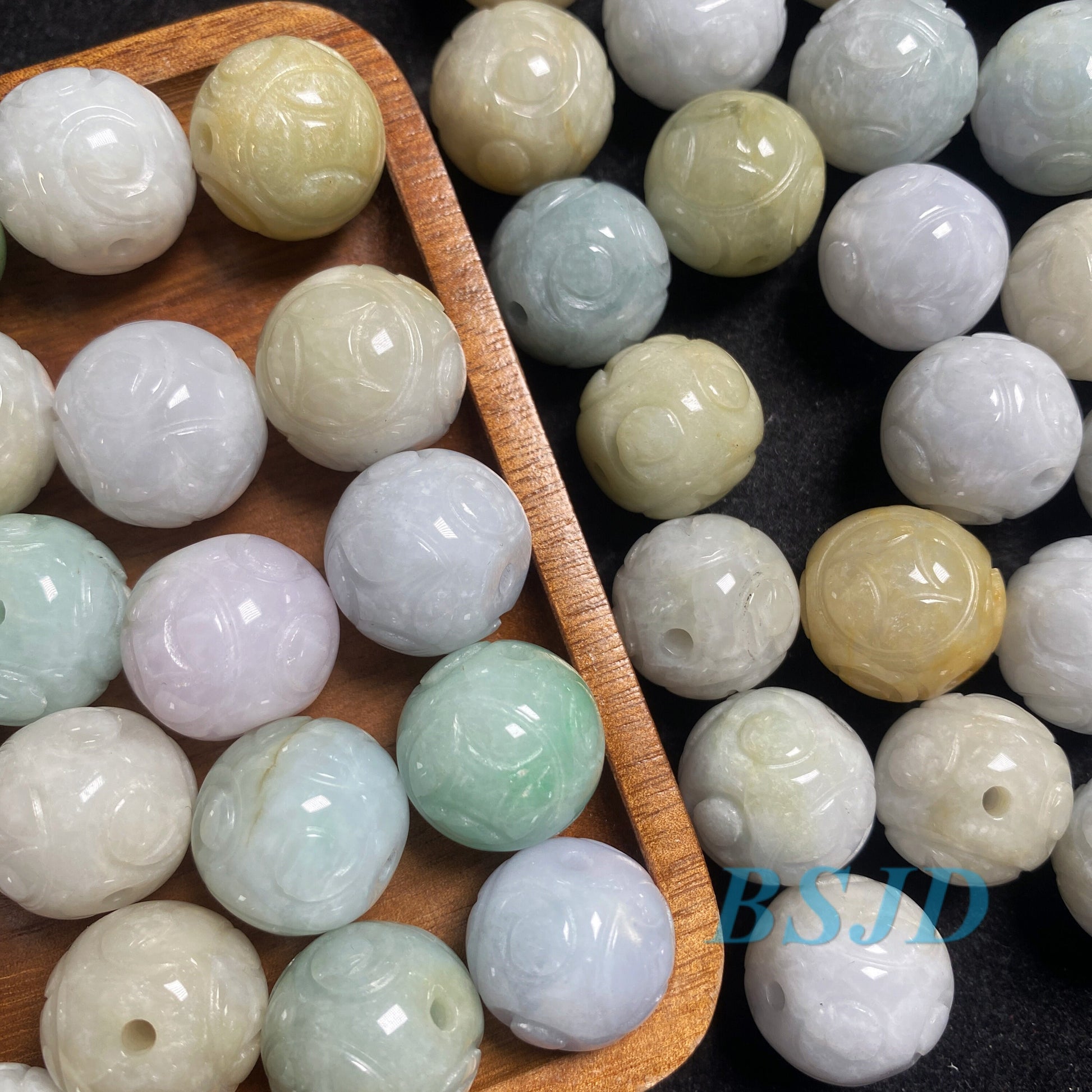 Wholesale 18mm Real Grade A Jade Dragon Bead Burma Jadeite White jade Earrings Ball hand carved DIY Jewelry gift