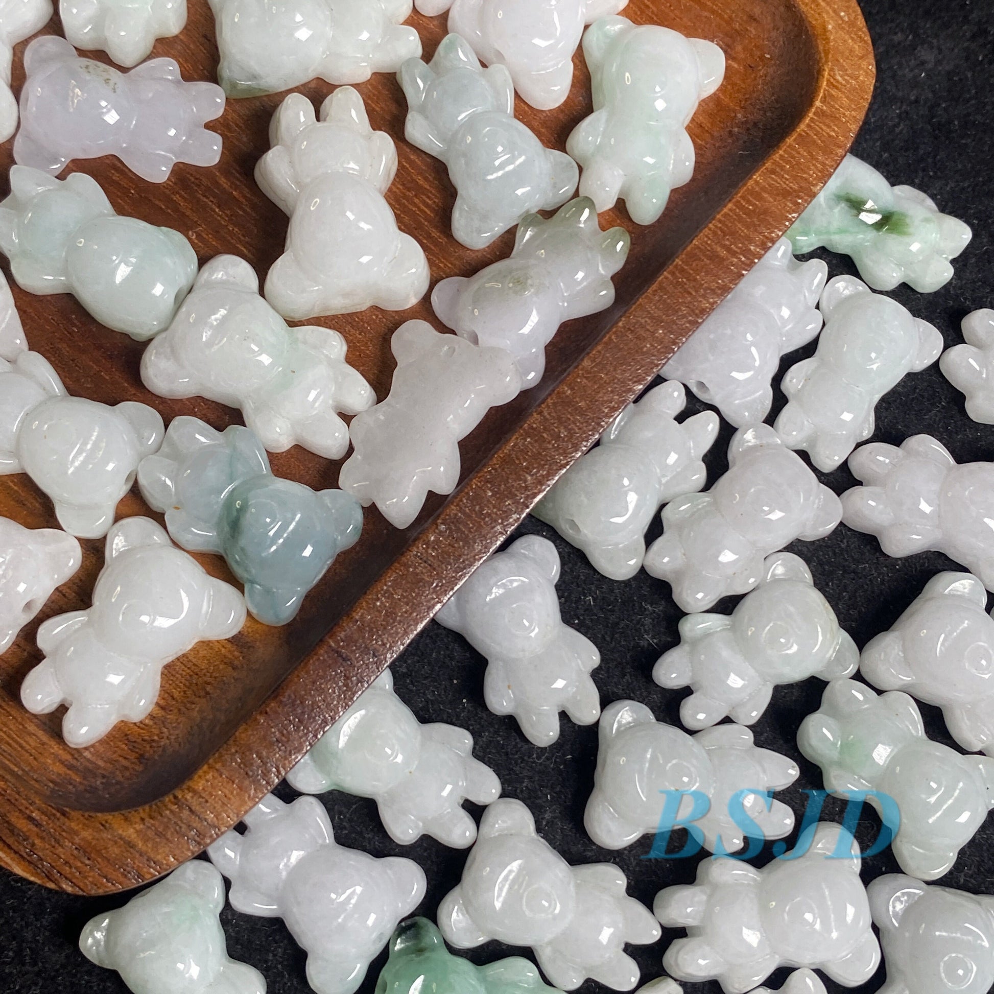 Cute Bear Natural White Grade A Jade Guatemala Jadeite cartoon earrings bead hand Carved Myanmar jade Pendant necklace jade gift