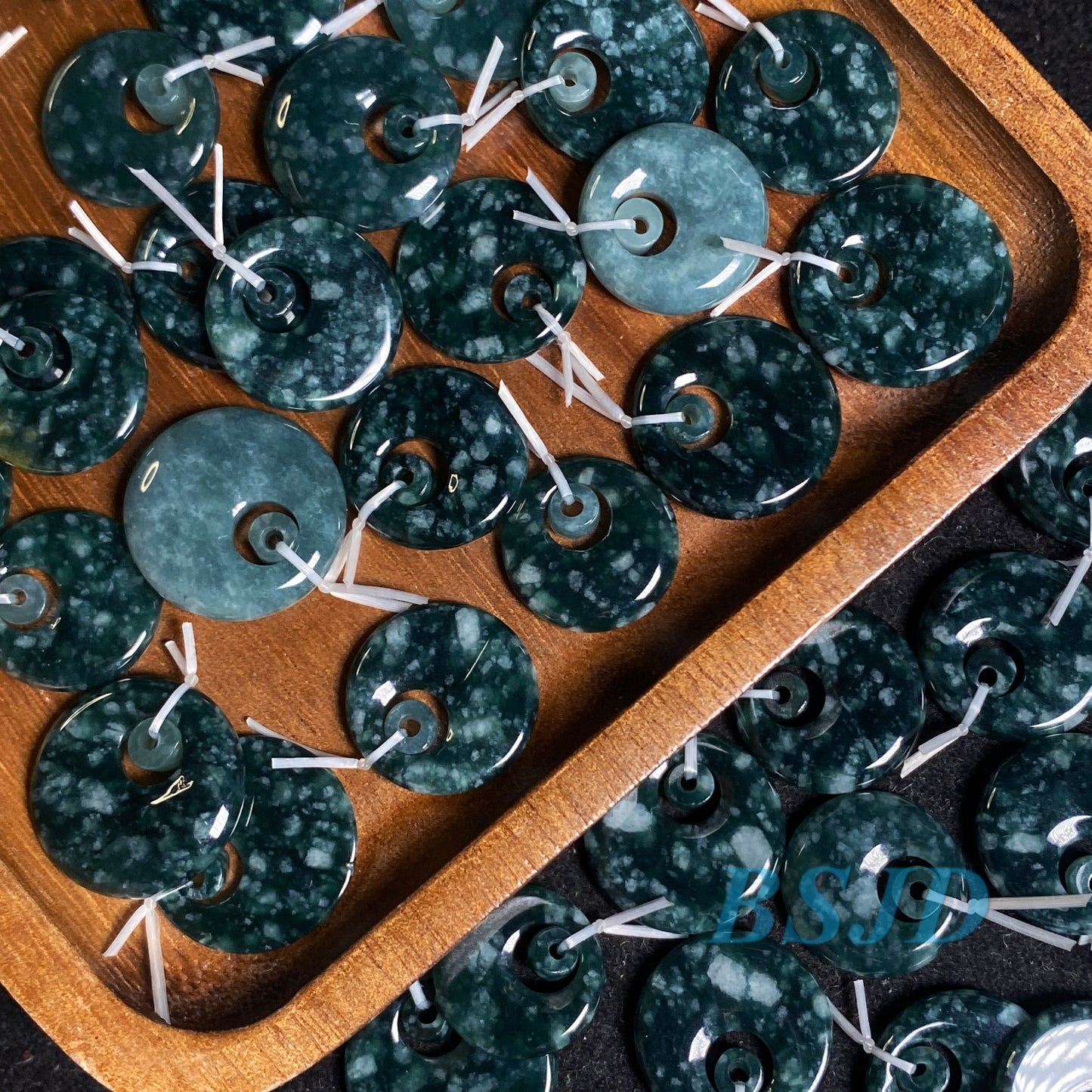 10pair Natural Snowflake Green Blue Guatemalan jadeite Light blueness Grade A jade Donut pendant Earrings beads Guatemala jade doughnut