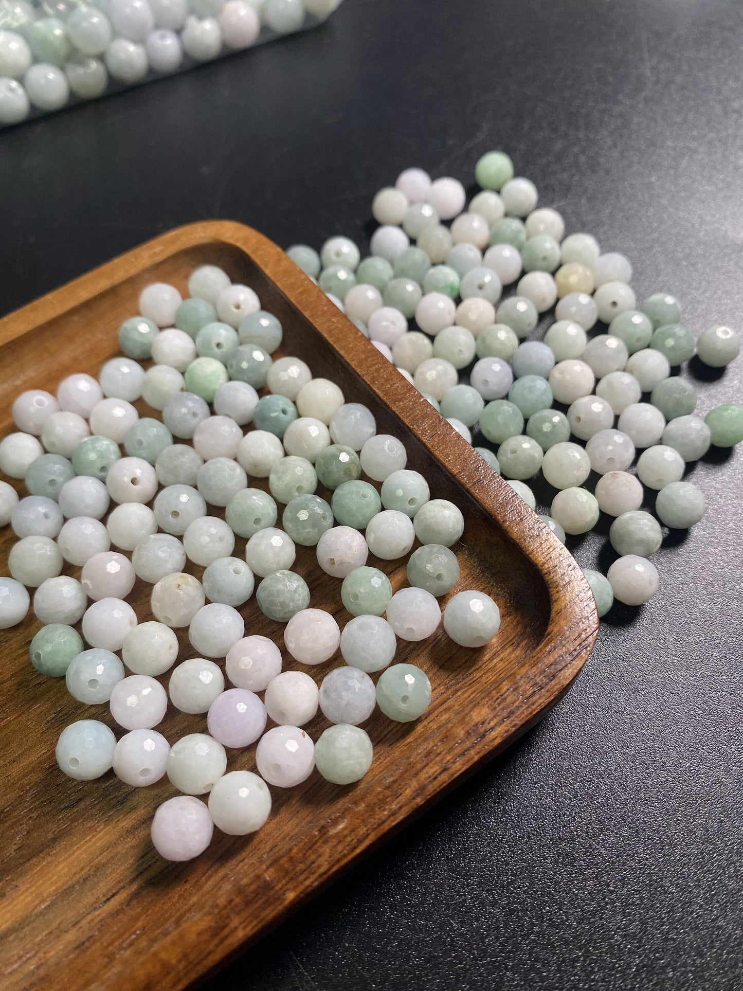 Natural Grade A Jade Cutted Beaded white green Burma Jade Ice Green Myanmar Jadeite Round ball bead DIY Beads earrings drop Jewelry gift